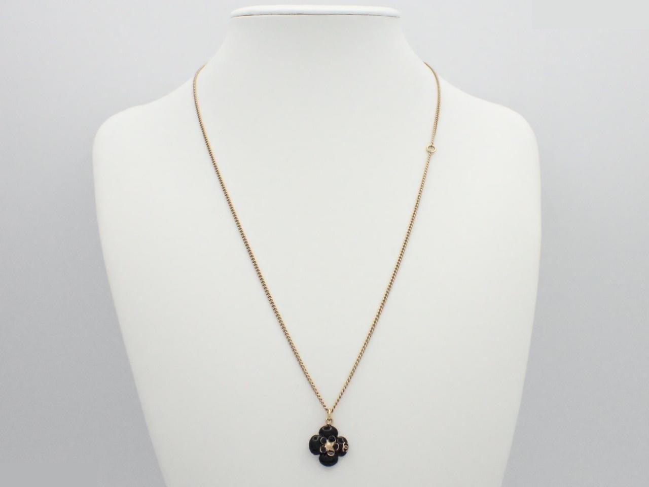 Camellia Coco Mark Gold x Black Necklace, Chain approx. 60cm — view 3