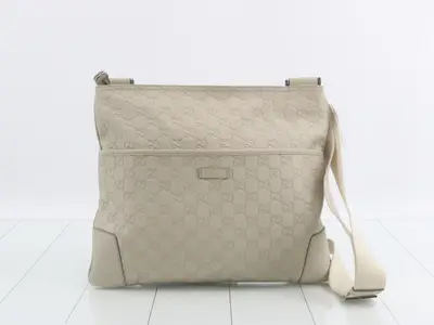 Guccissima Shoulder Bag, Ivory Leather