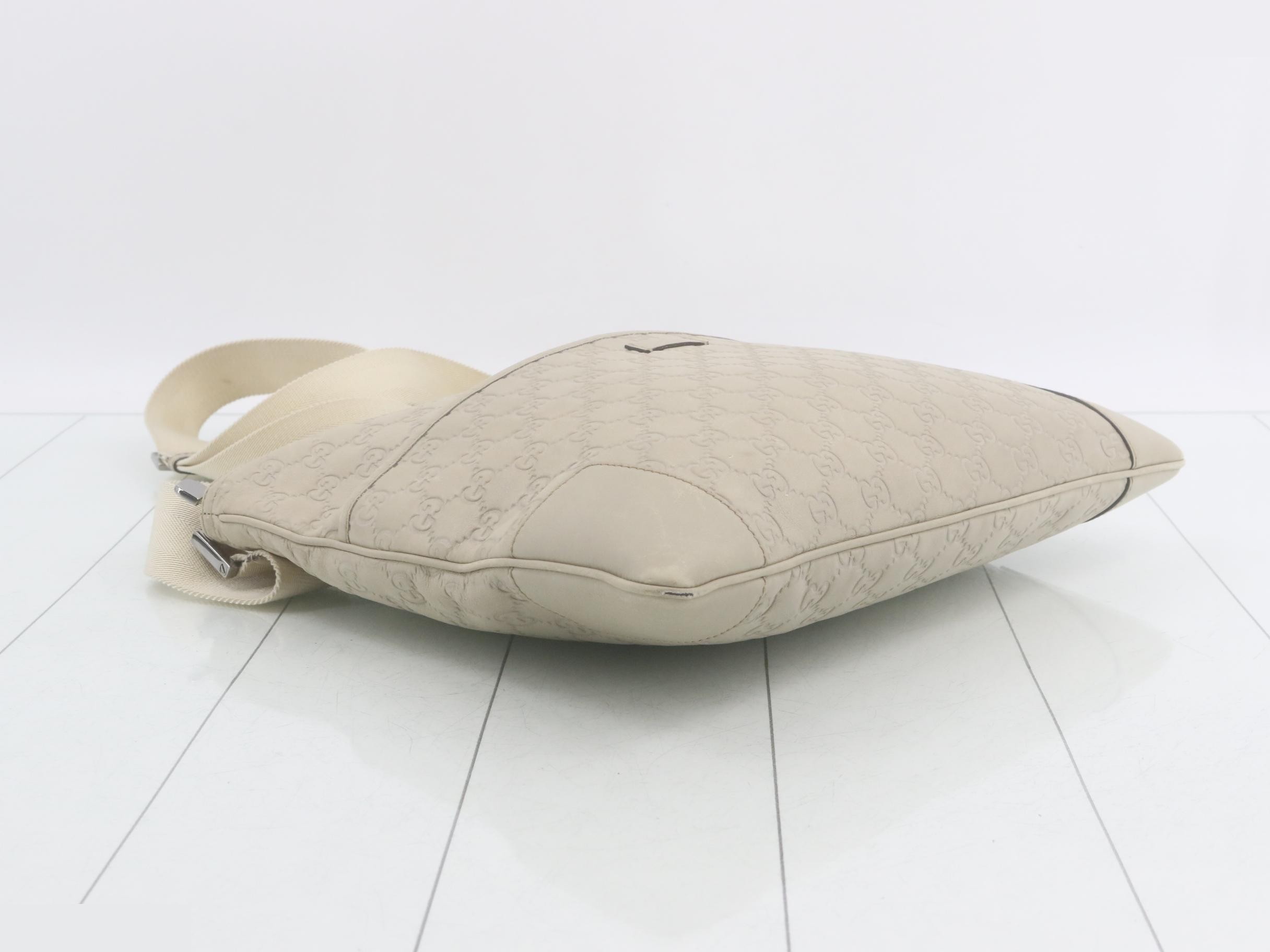 Guccissima Shoulder Bag, Ivory Leather — view 5