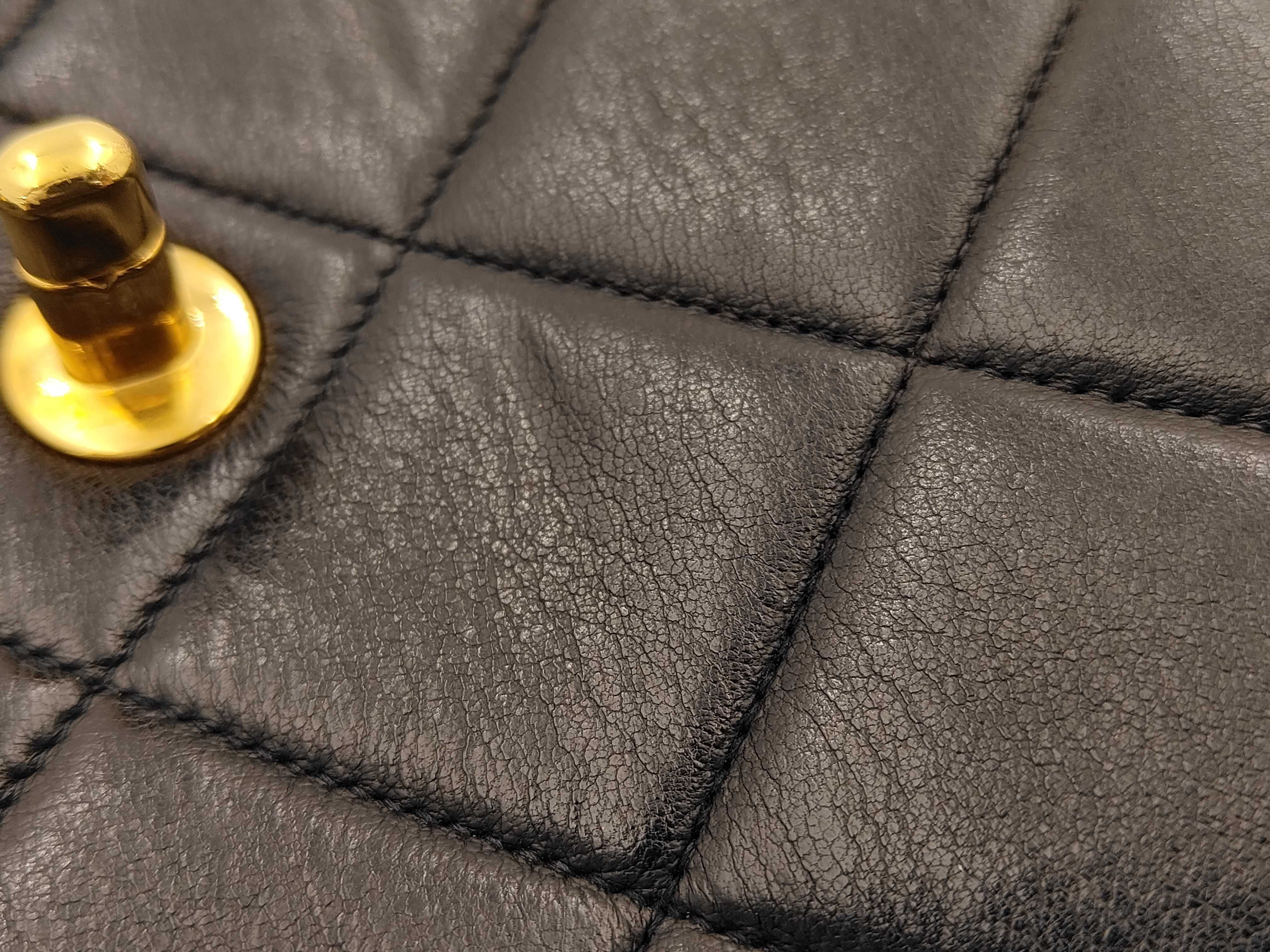 Matelassé Leather Handbag, Black with Gold Hardware, 3734616, Chain Handle — view 15