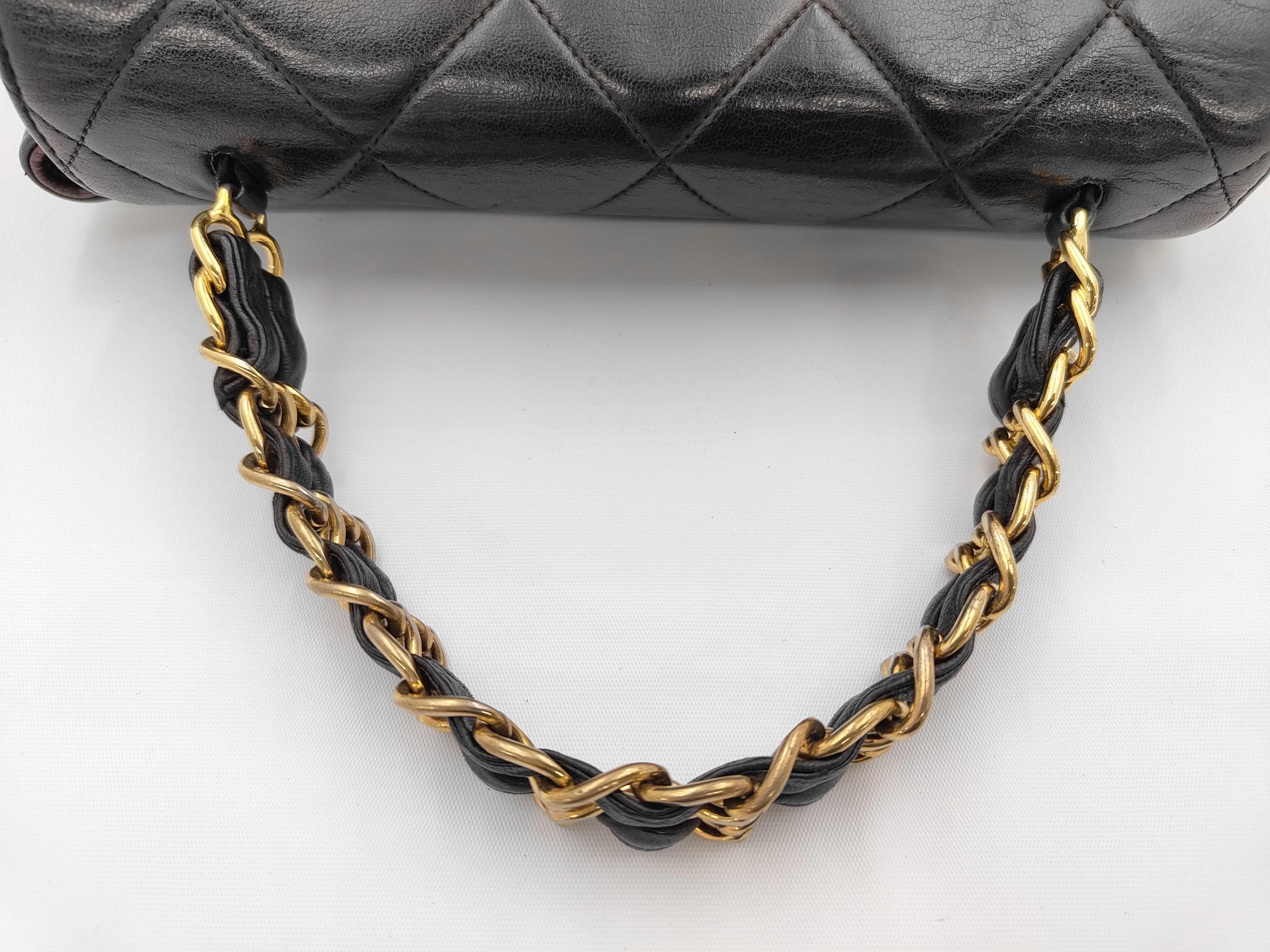 Matelassé Leather Handbag, Black with Gold Hardware, 3734616, Chain Handle — view 3