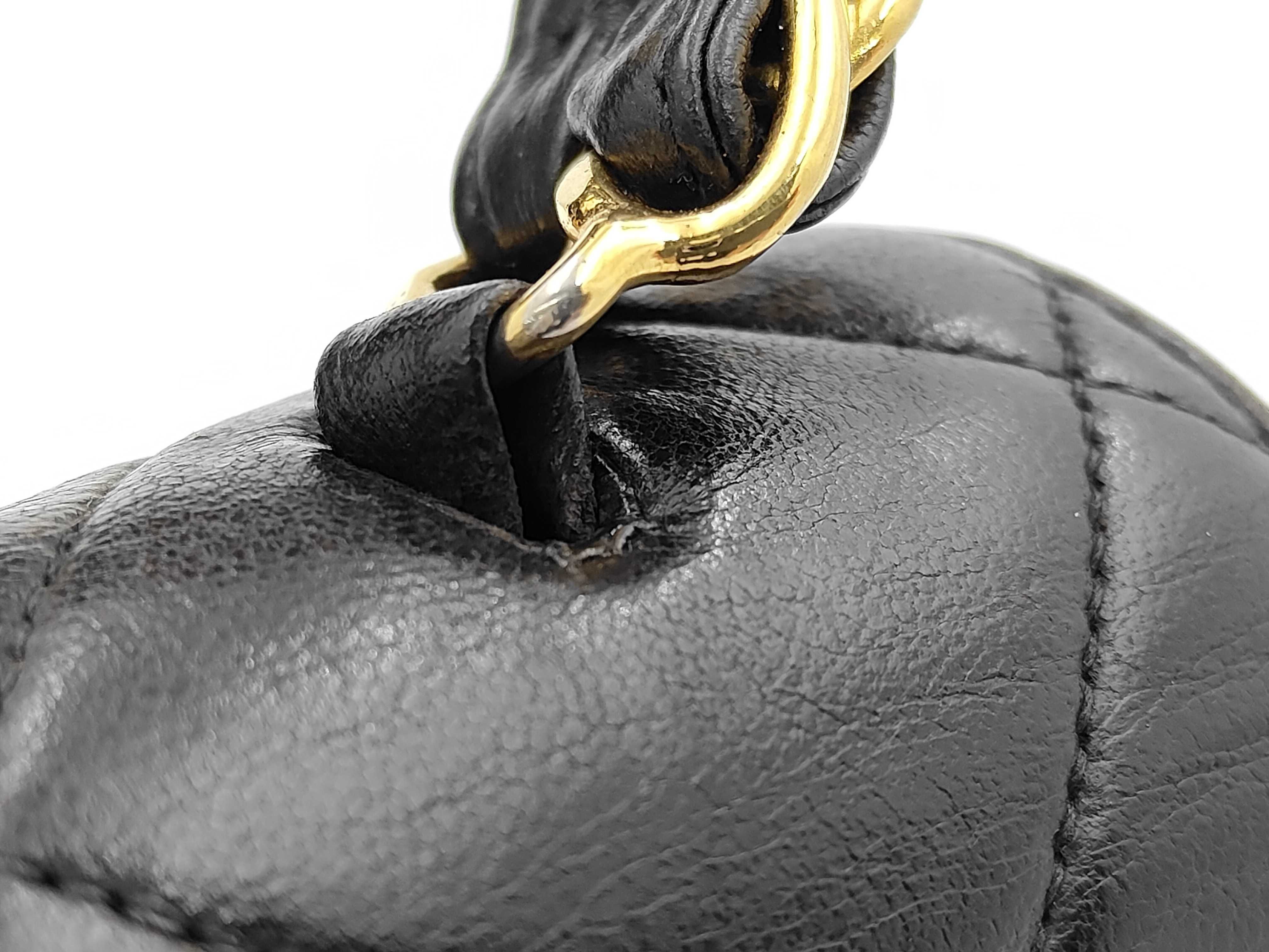 Matelassé Leather Handbag, Black with Gold Hardware, 3734616, Chain Handle — view 7