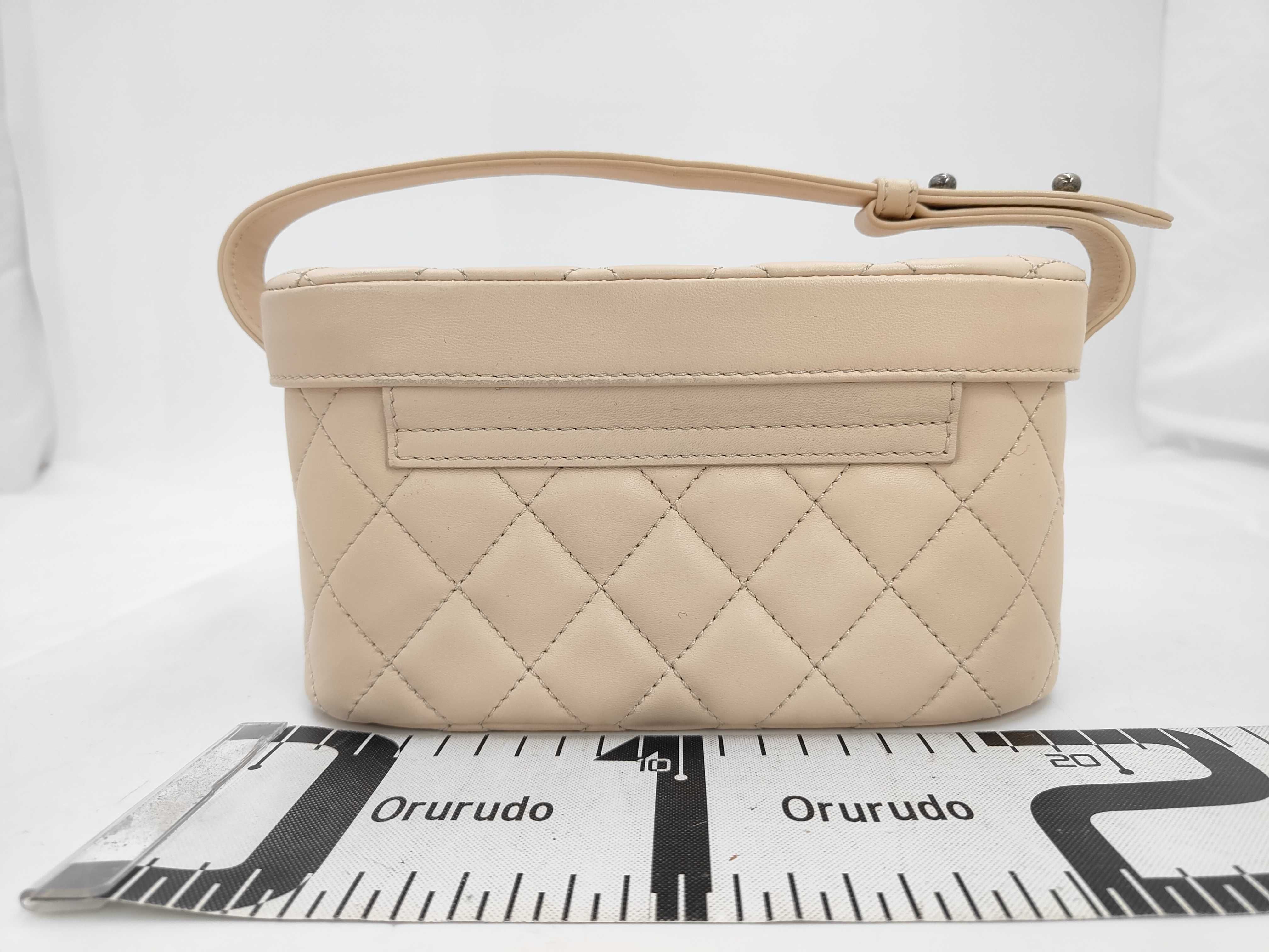 Lambskin Vanity 2-Way Handbag, Beige, Gunmetal Hardware, 18929331 Bag — view 2