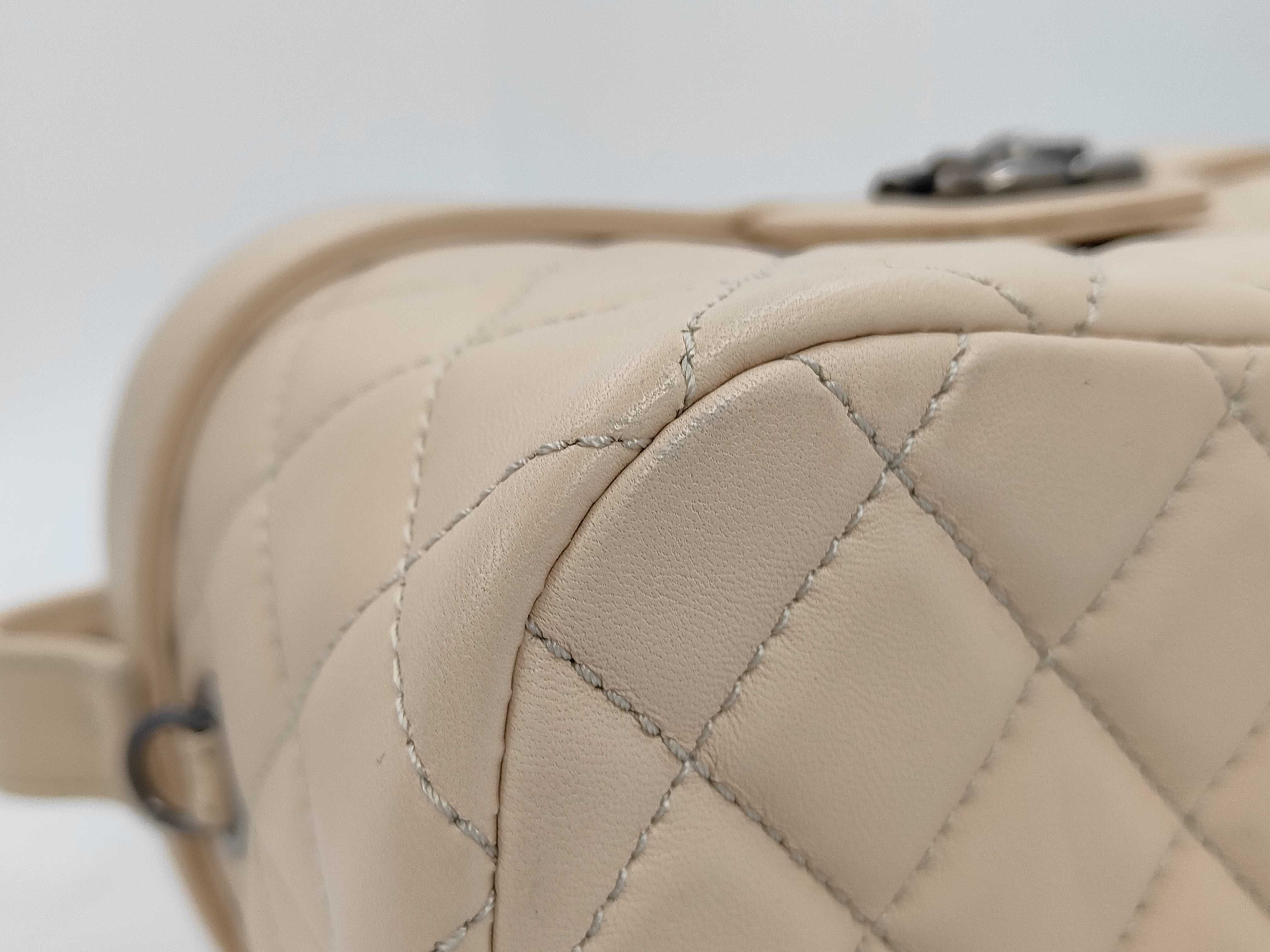 Lambskin Vanity 2-Way Handbag, Beige, Gunmetal Hardware, 18929331 Bag — view 6