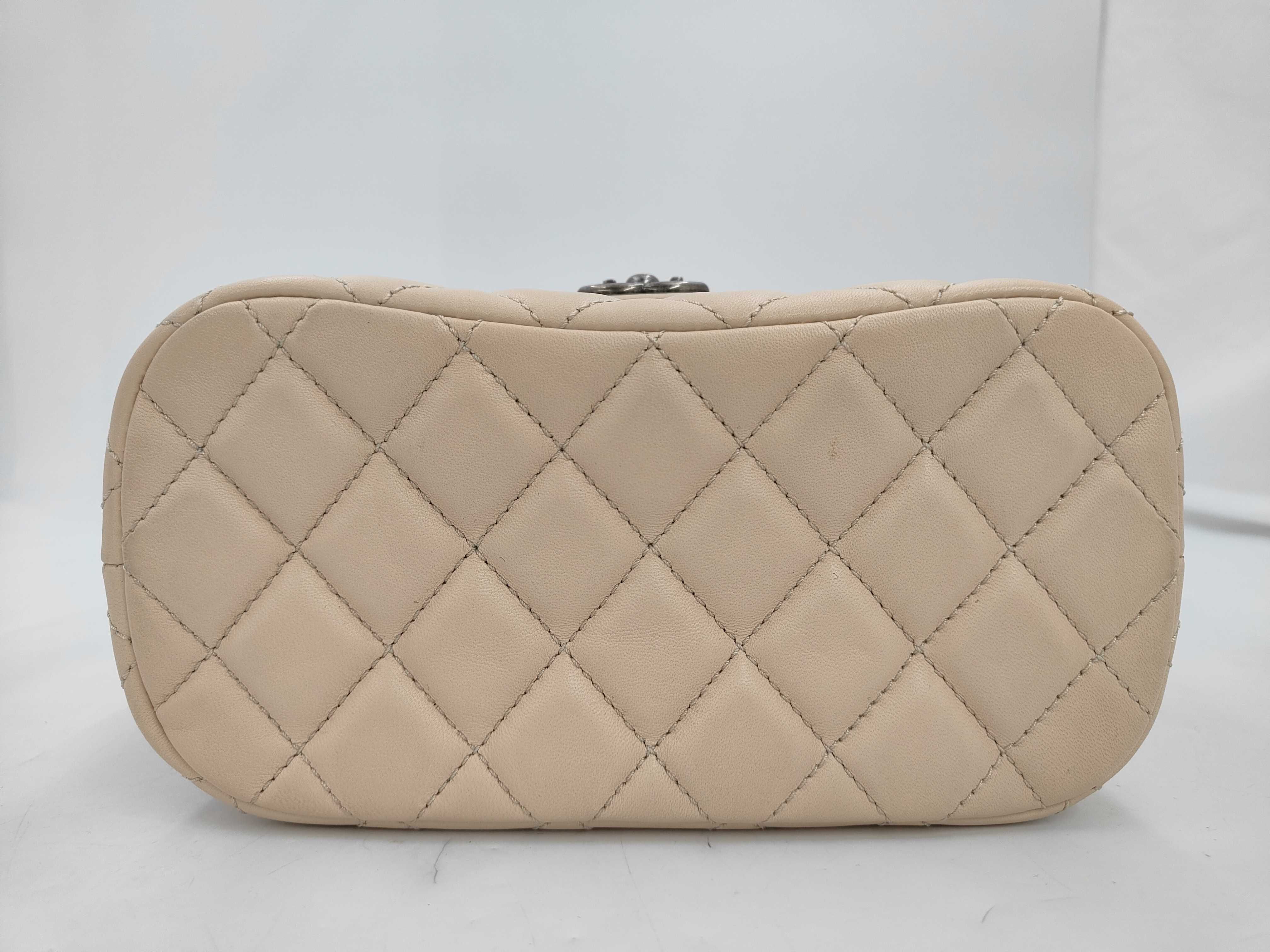 Lambskin Vanity 2-Way Handbag, Beige, Gunmetal Hardware, 18929331 Bag — view 7