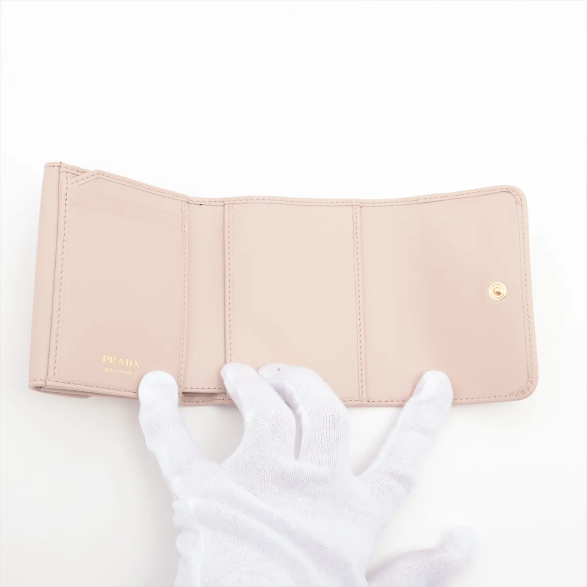 Calf Triangle 1MH043 Leather Compact Wallet Pink — view 4