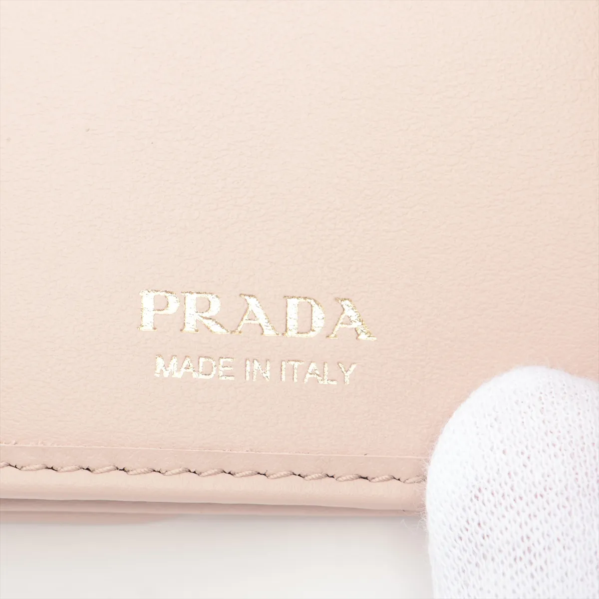 Calf Triangle 1MH043 Leather Compact Wallet Pink — view 7