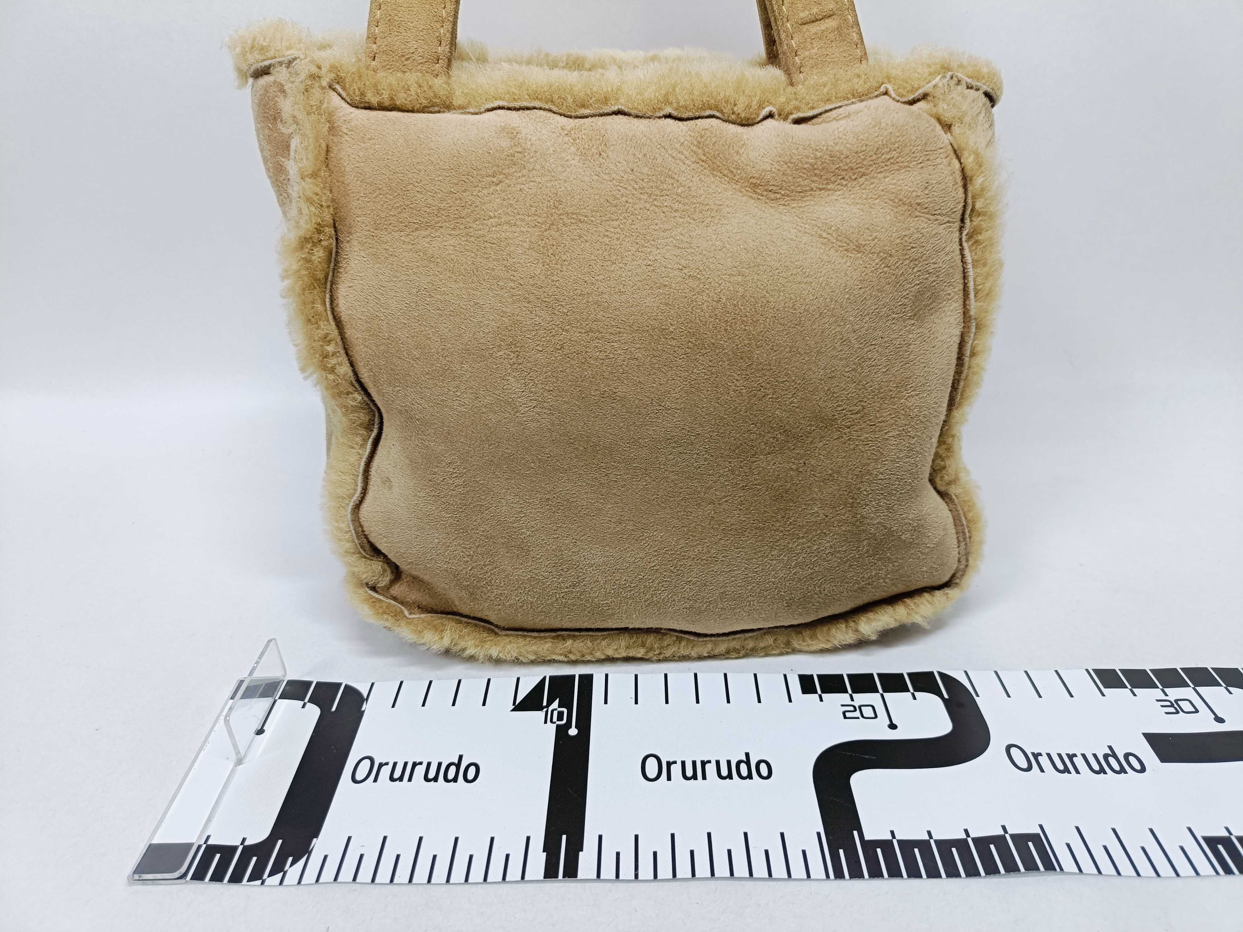 Suede & Boa Handbag, Beige — view 2