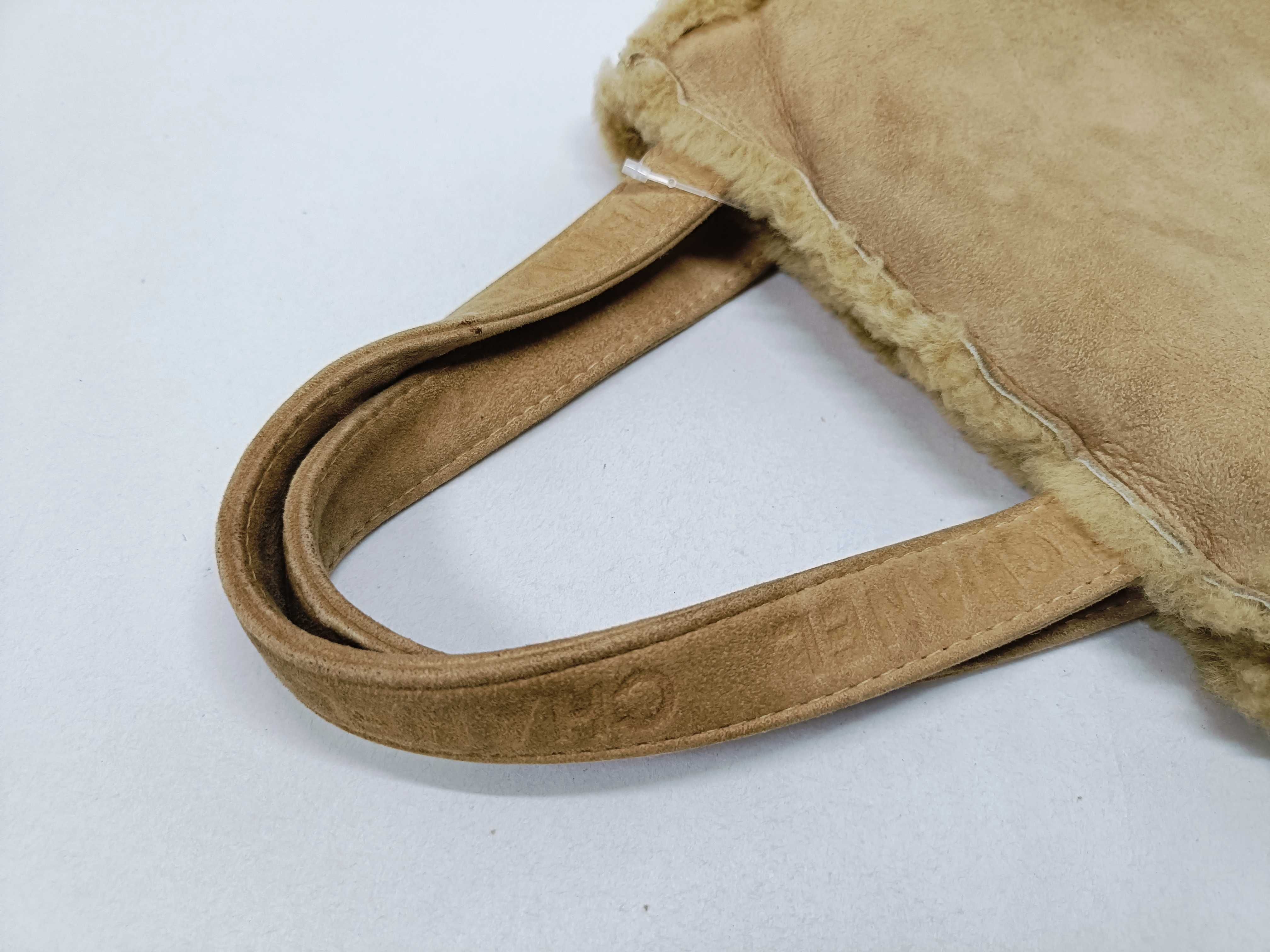 Suede & Boa Handbag, Beige — view 3