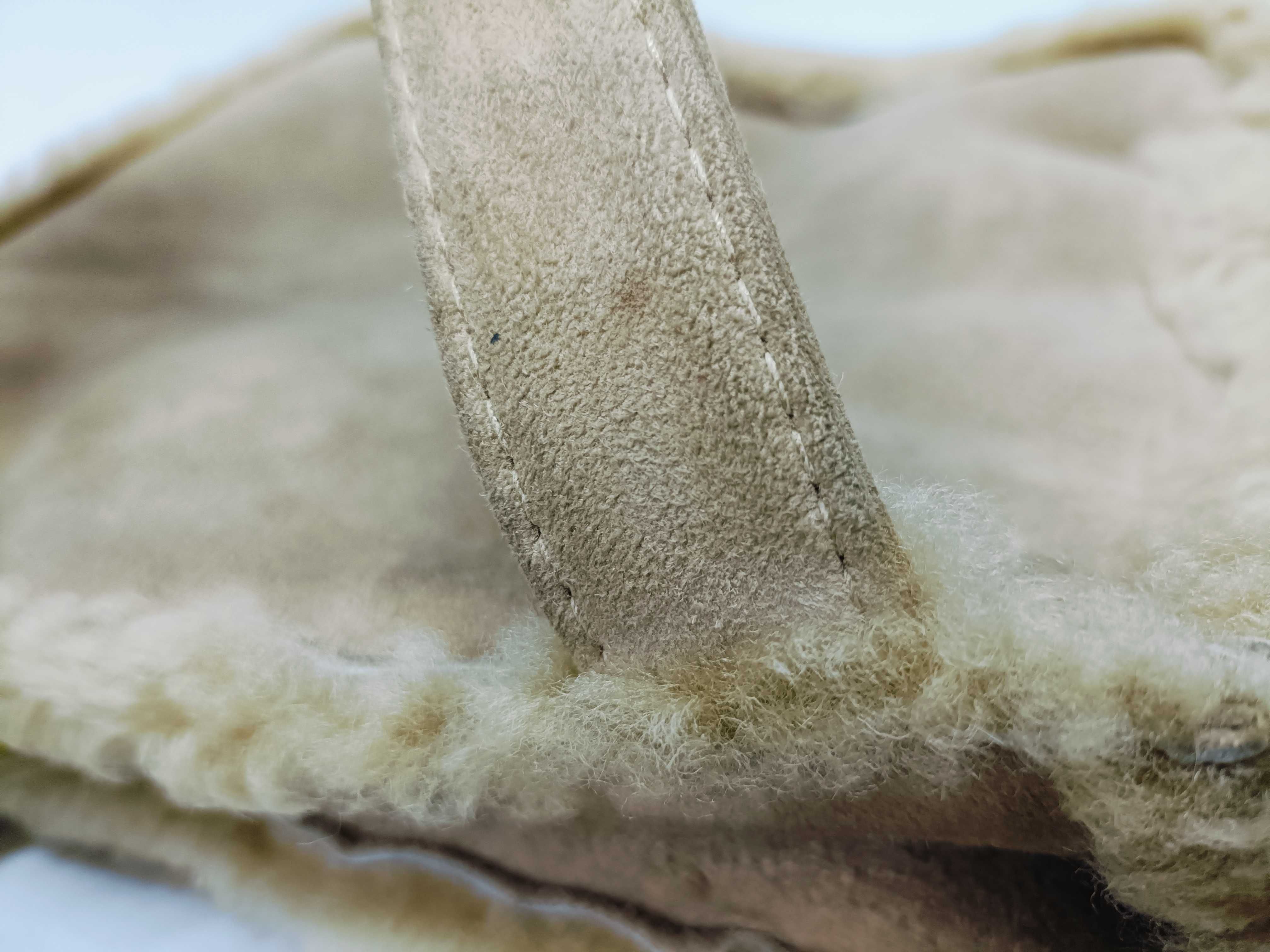 Suede & Boa Handbag, Beige — view 5