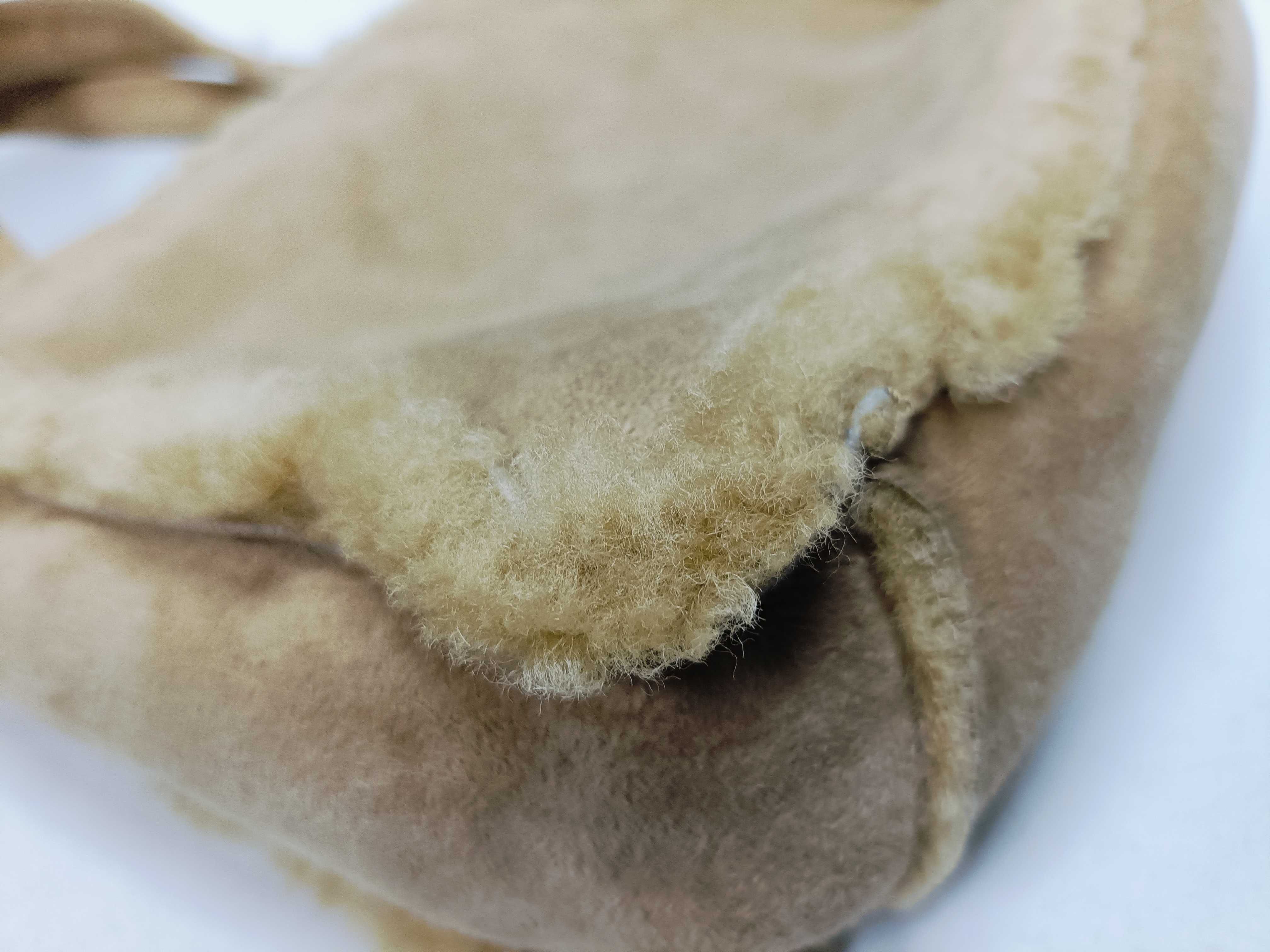 Suede & Boa Handbag, Beige — view 6