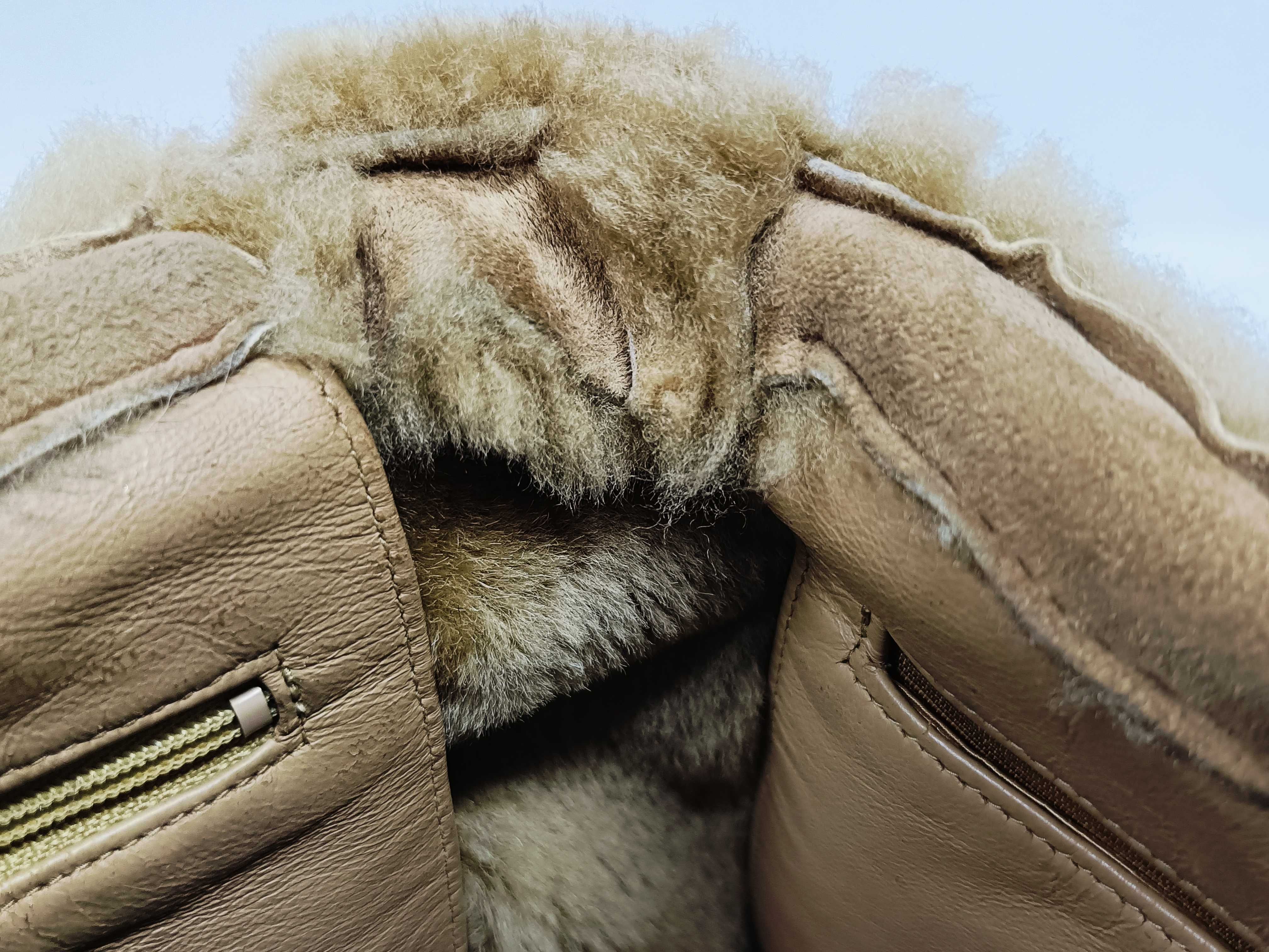 Suede & Boa Handbag, Beige — view 8