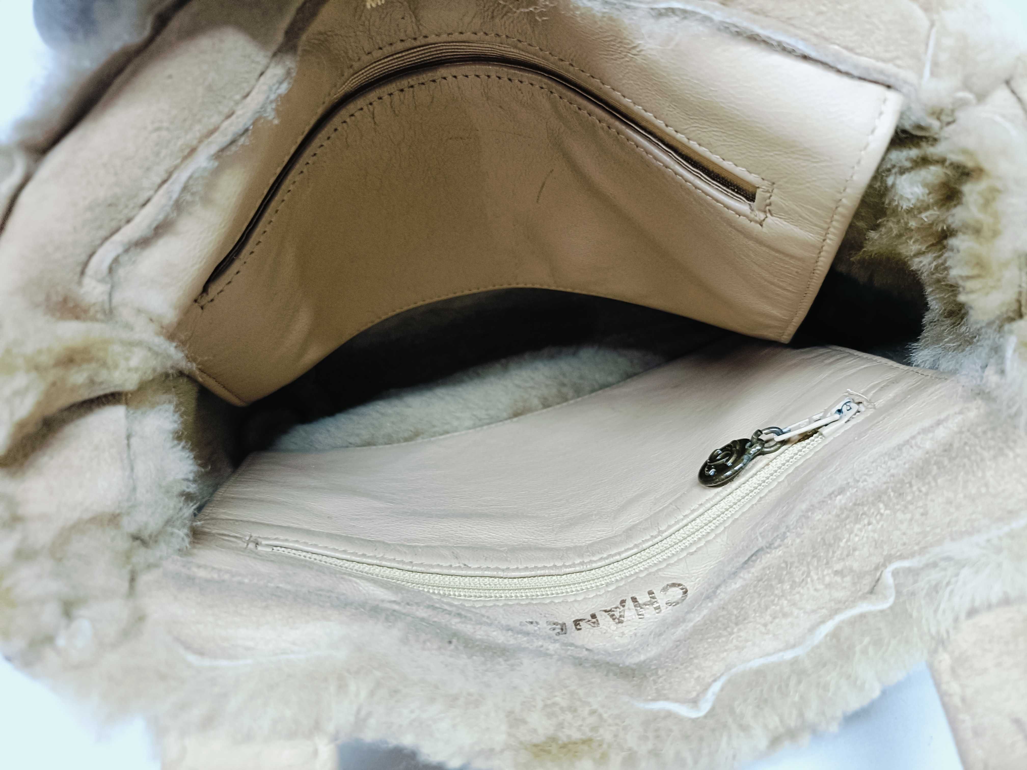 Suede & Boa Handbag, Beige — view 9