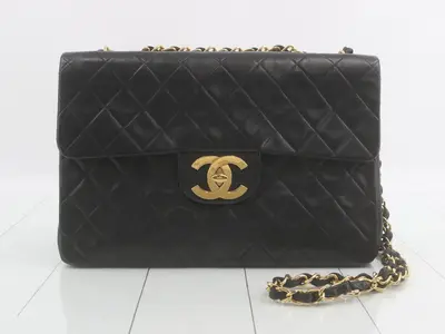 Lambskin double flap chain shoulder bag