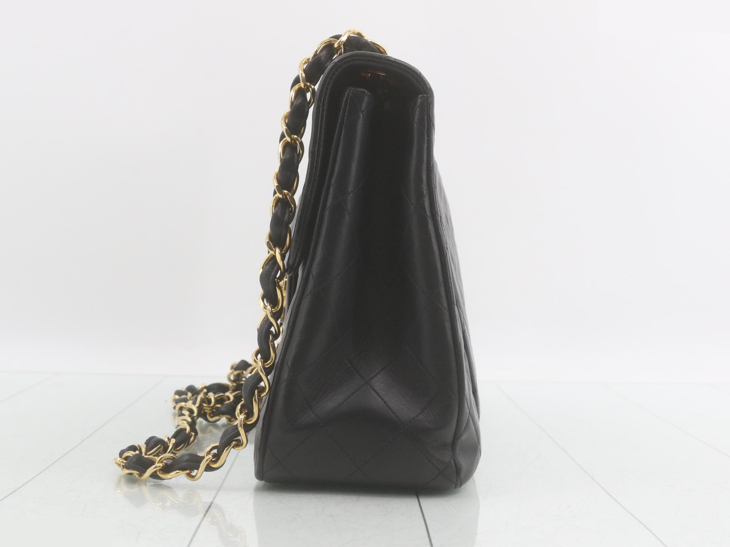 Lambskin double flap chain shoulder bag — view 3