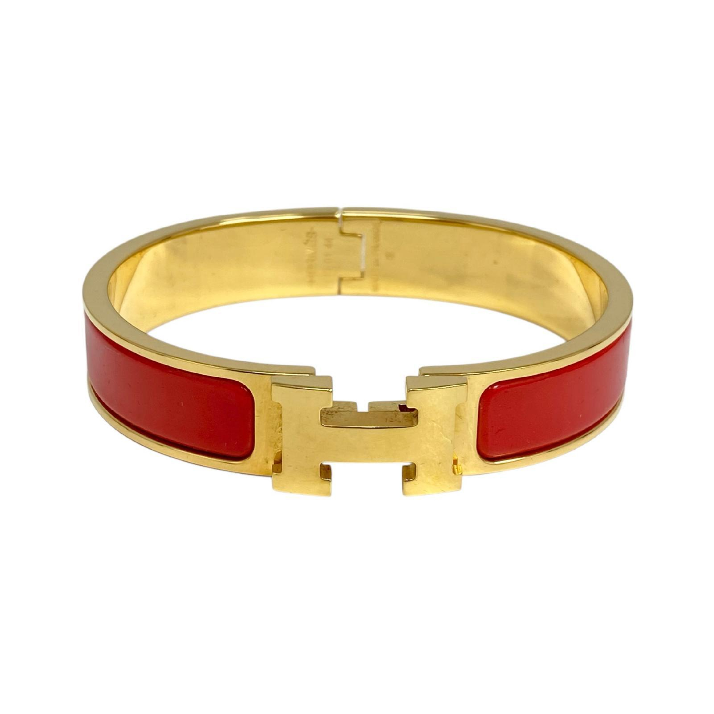 【*Shipped from: Hong Kong*】HERMES ( ) Red Gold Plated Click H Bangle Bracelet/Bangle