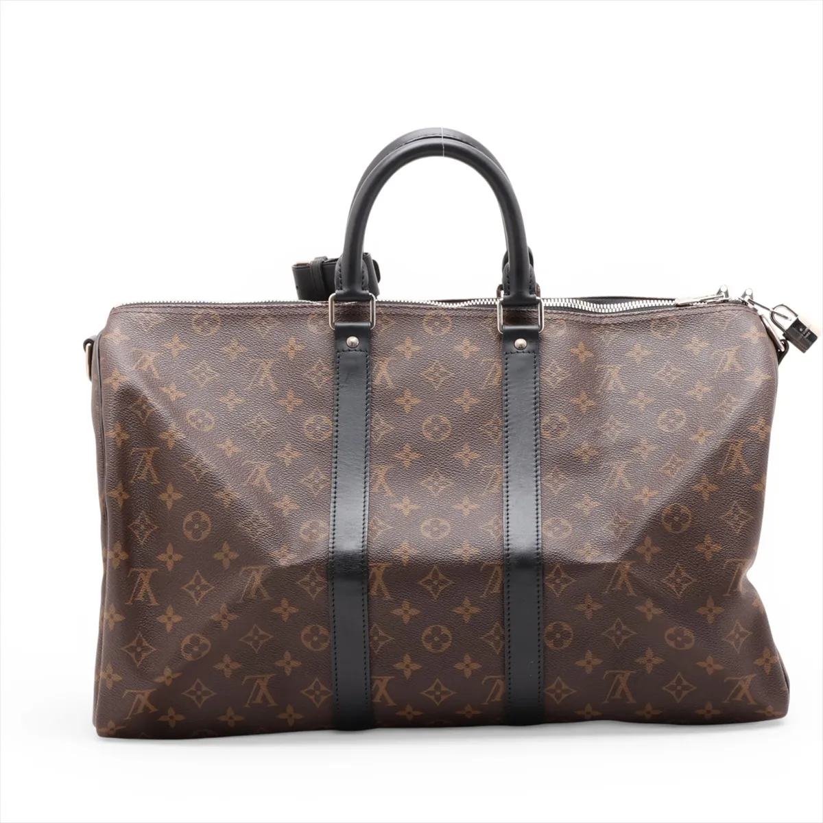 Monogram Macassar Keepall Bandoulière 45 M56711 DU4100 Brown x Black with initials — view 2