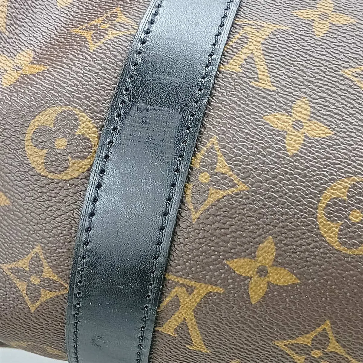 Monogram Macassar Keepall Bandoulière 45 M56711 DU4100 Brown x Black with initials — view 12