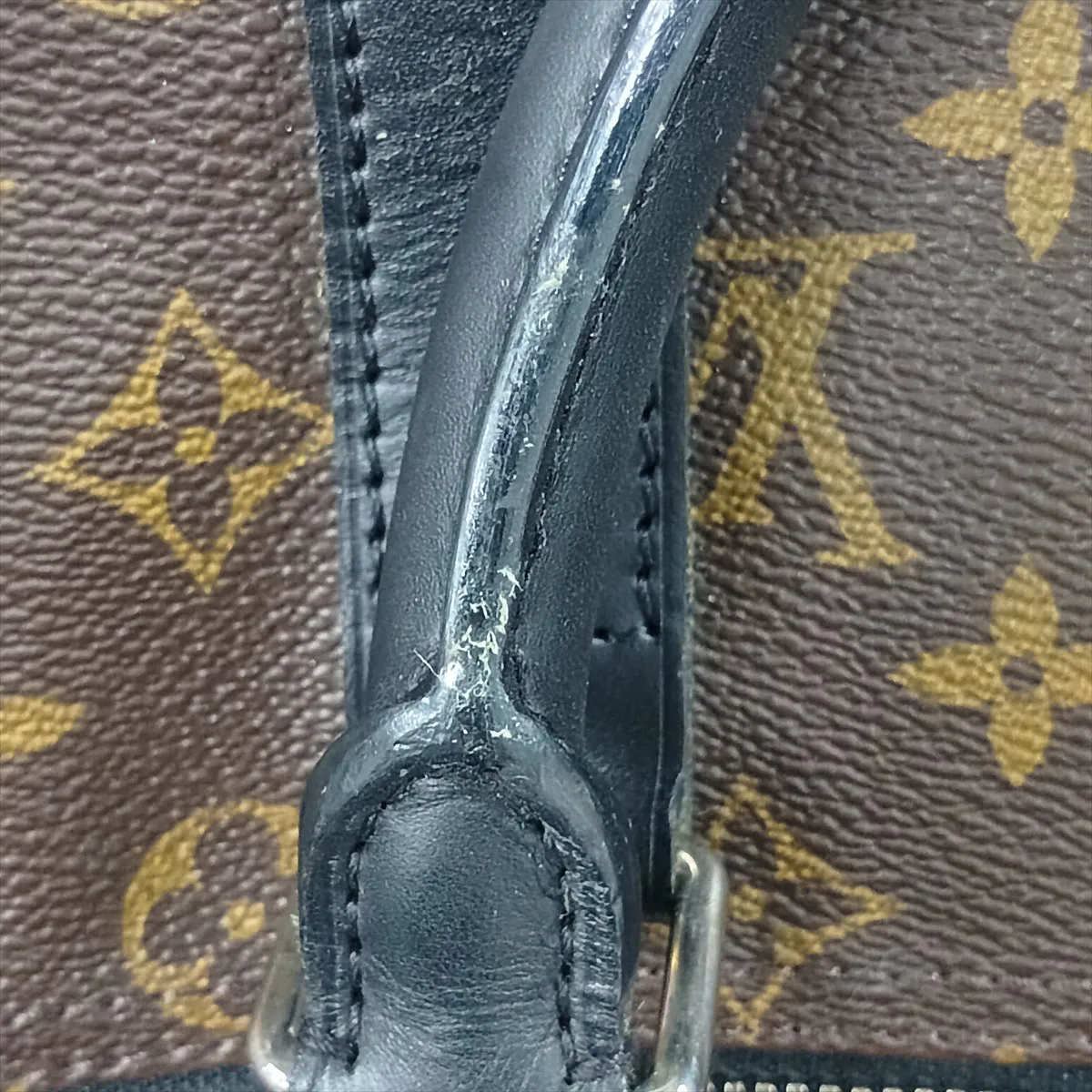 Monogram Macassar Keepall Bandoulière 45 M56711 DU4100 Brown x Black with initials — view 13