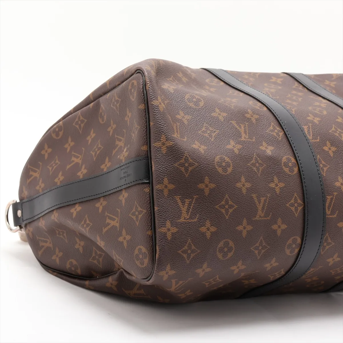 Monogram Macassar Keepall Bandoulière 45 M56711 DU4100 Brown x Black with initials — view 4