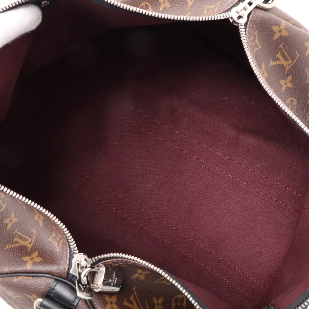 Monogram Macassar Keepall Bandoulière 45 M56711 DU4100 Brown x Black with initials — view 7