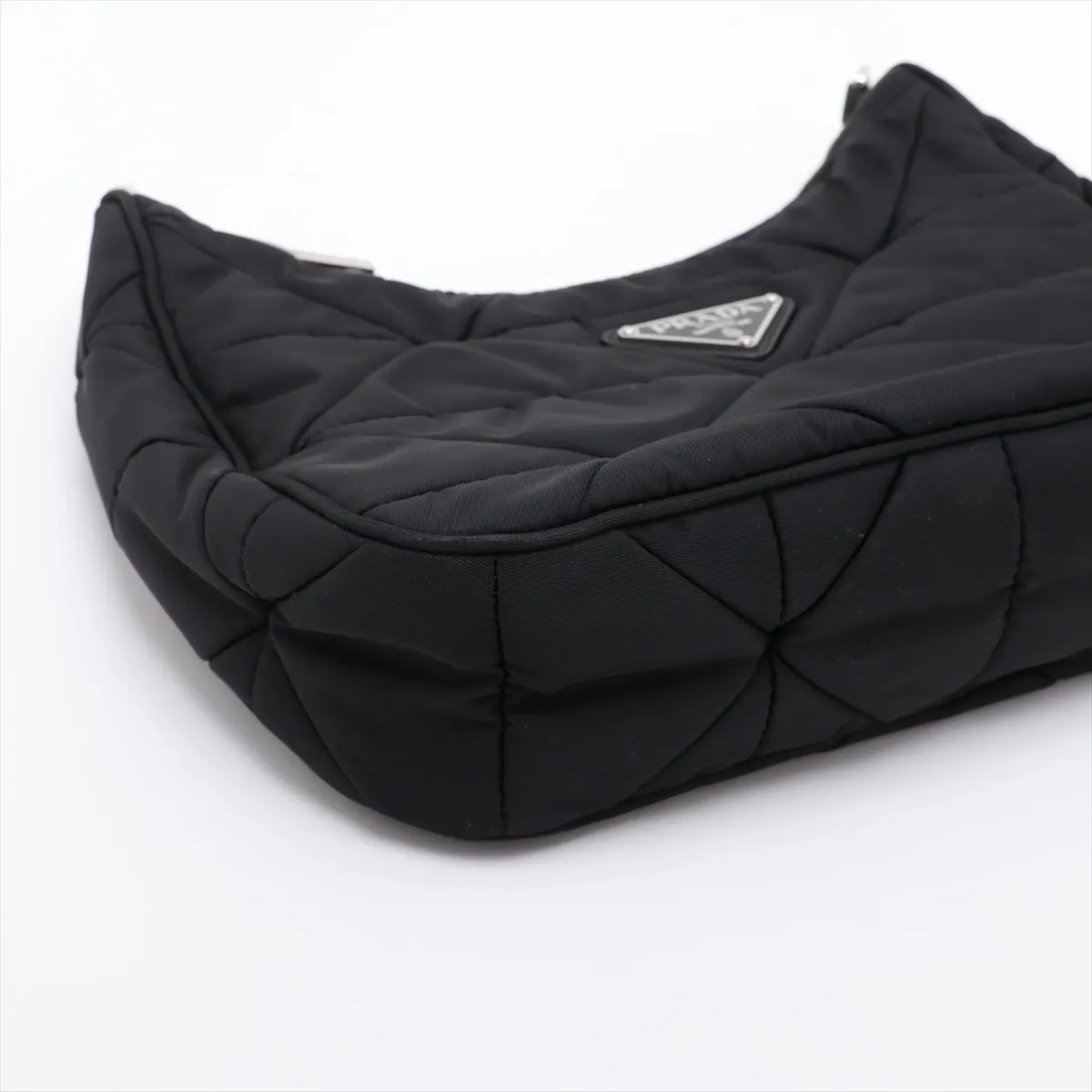 Tessuto Inpunto Nylon Shoulder Bag, Black — view 4