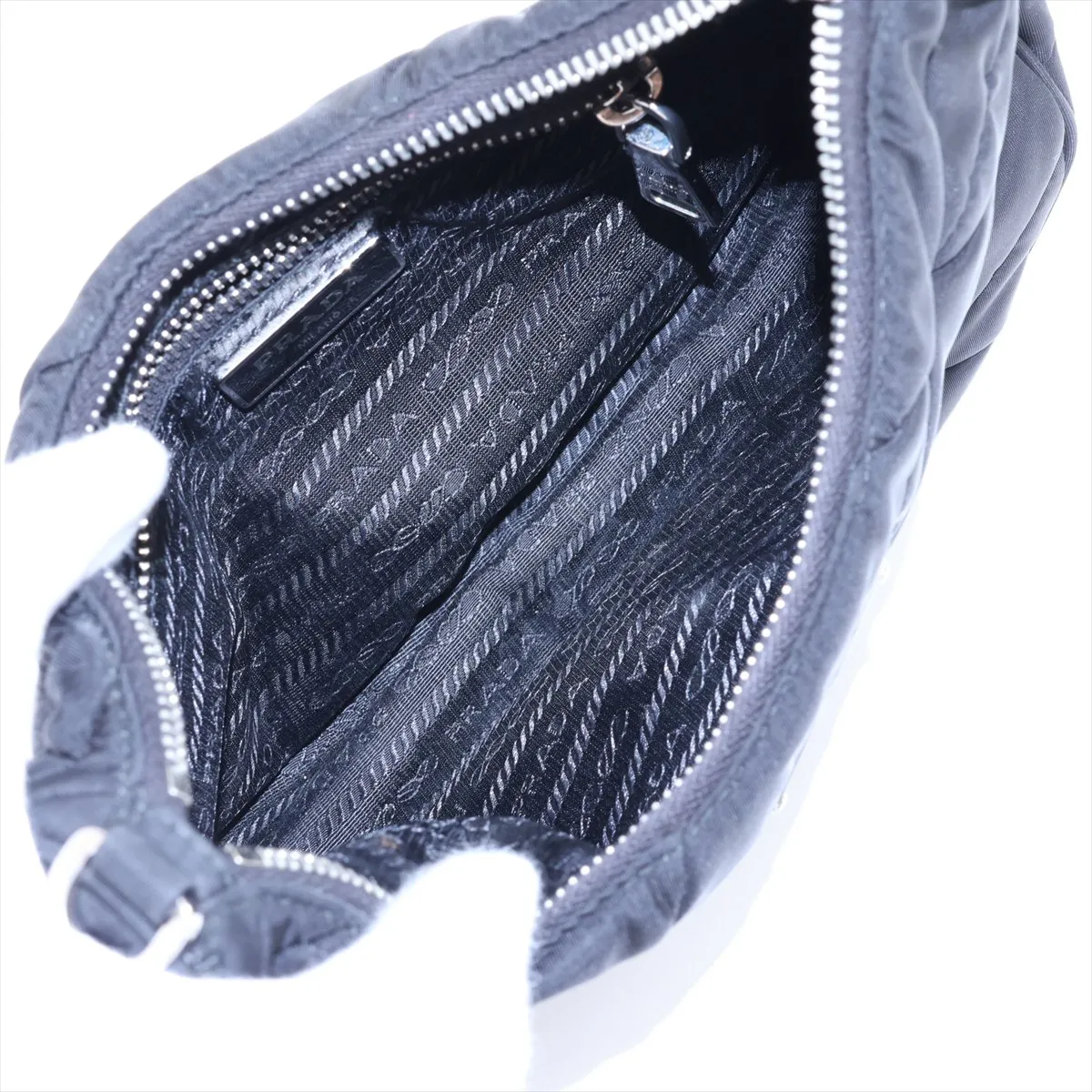 Tessuto Inpunto Nylon Shoulder Bag, Black — view 6