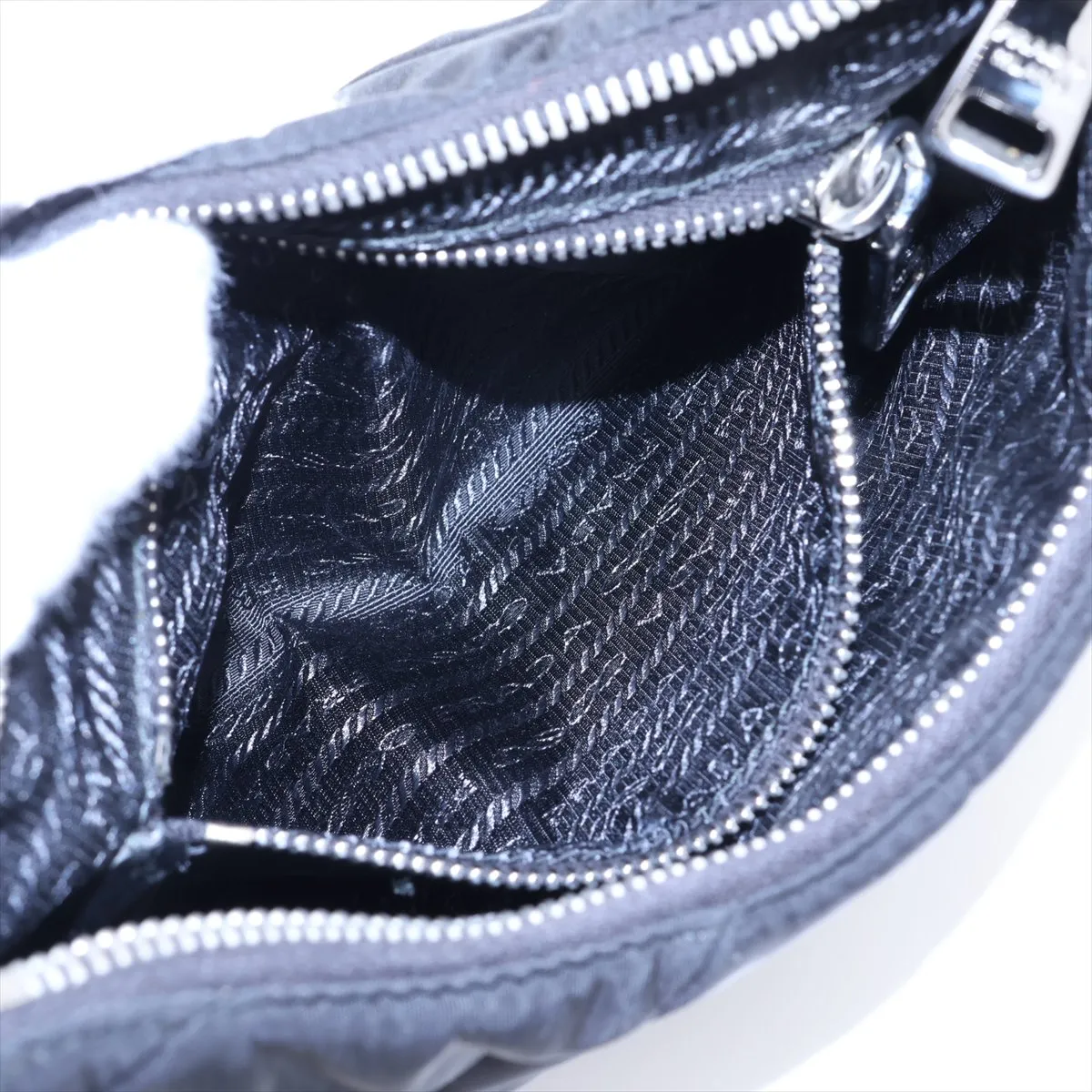 Tessuto Inpunto Nylon Shoulder Bag, Black — view 7