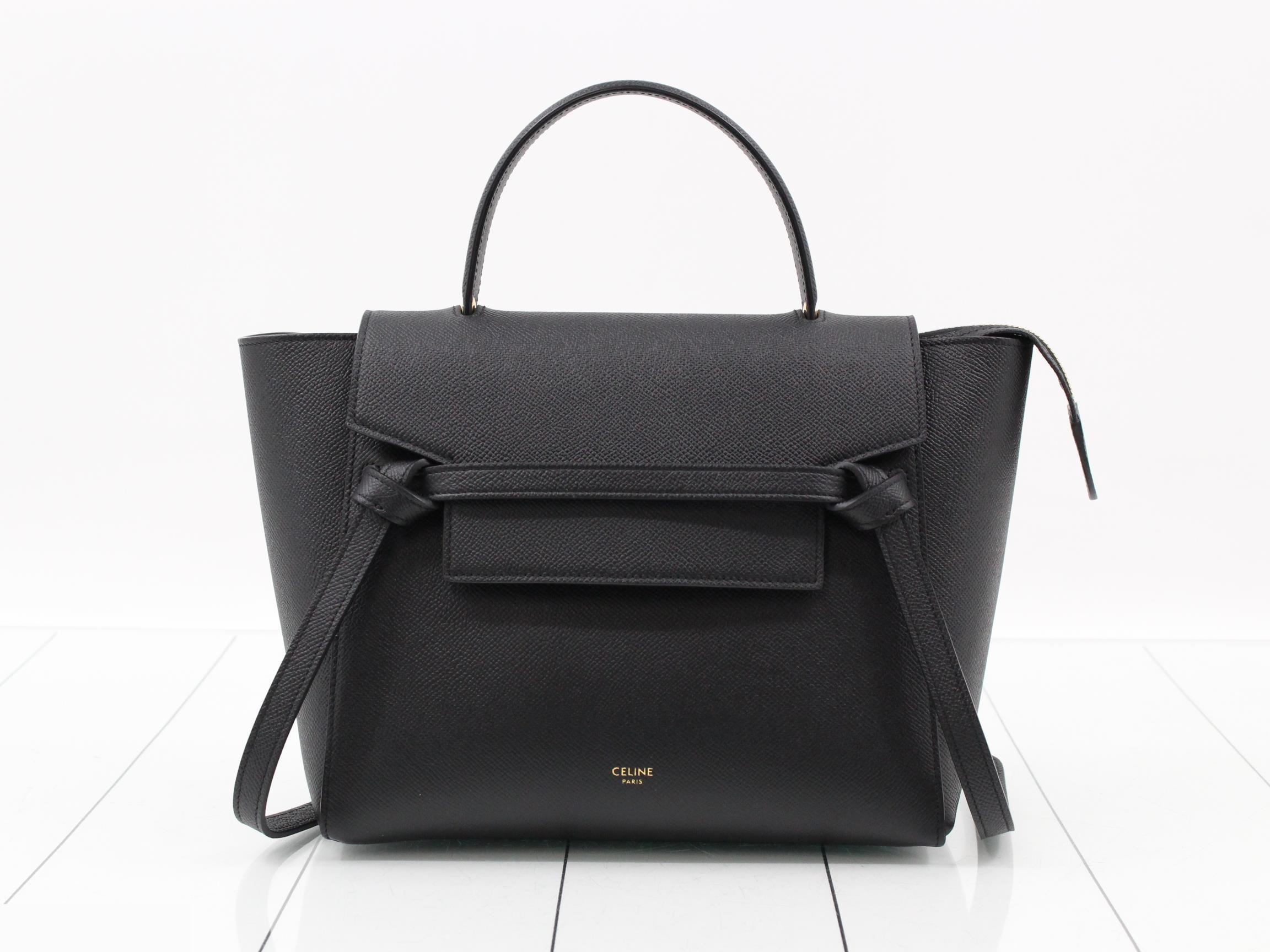 Belt bag, leather, 2-way handbag, black