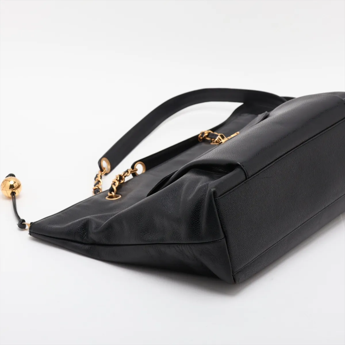 Coco Mark Caviar Skin Chain Shoulder Bag, Black with Gold Hardware, 2595805, Series 2 — view 4