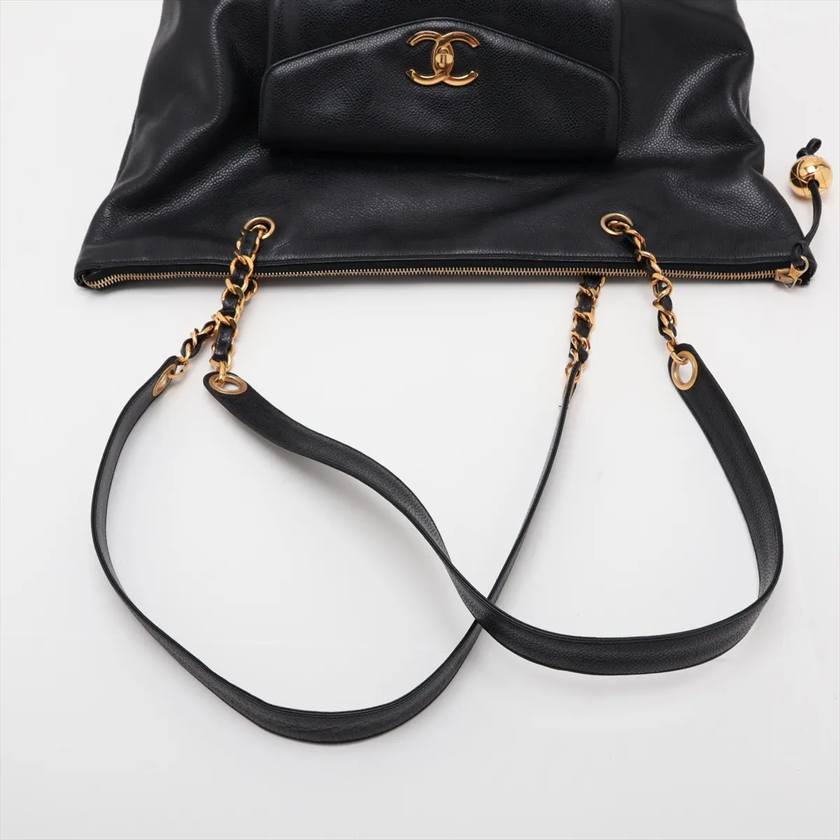 Coco Mark Caviar Skin Chain Shoulder Bag, Black with Gold Hardware, 2595805, Series 2 — view 5