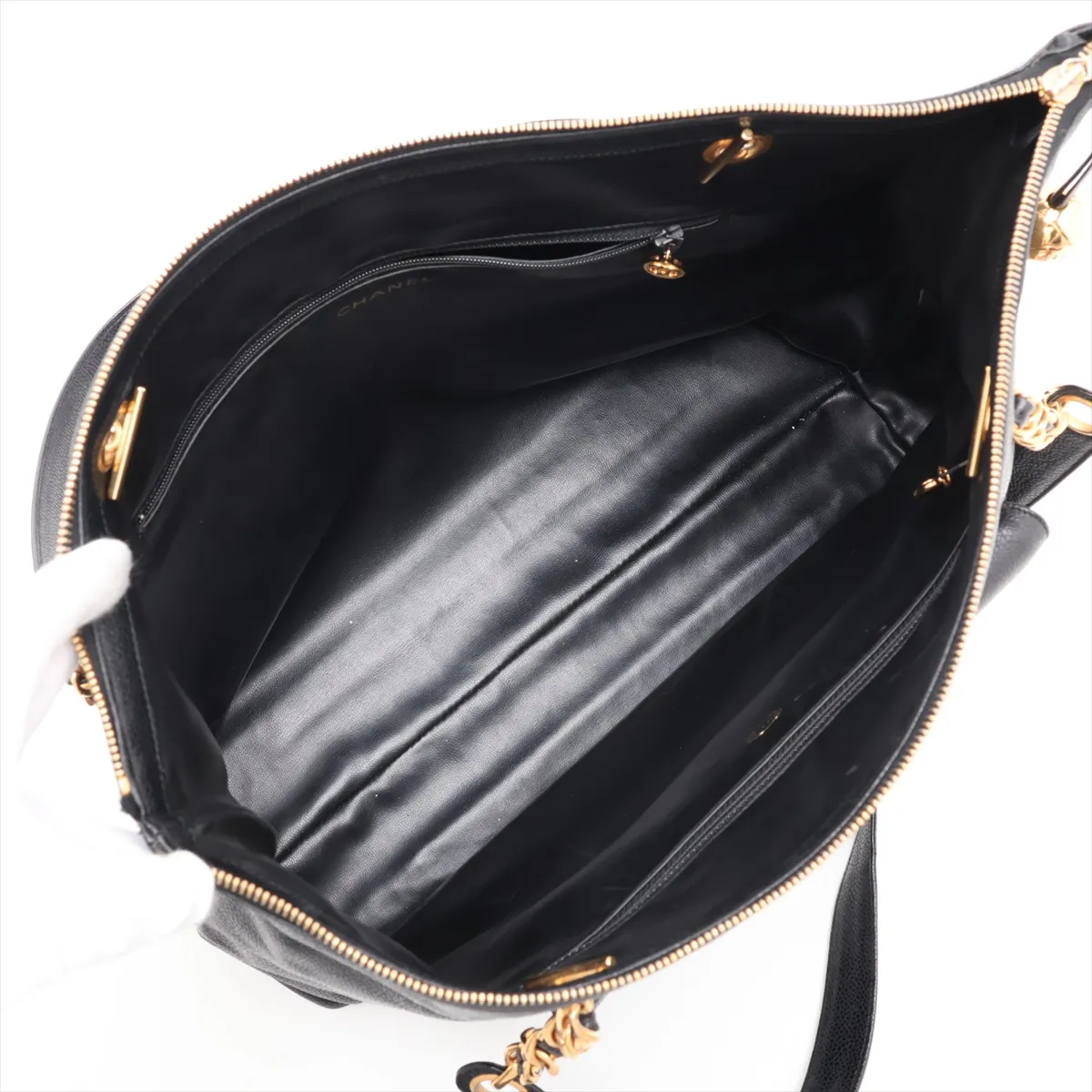 Coco Mark Caviar Skin Chain Shoulder Bag, Black with Gold Hardware, 2595805, Series 2 — view 7