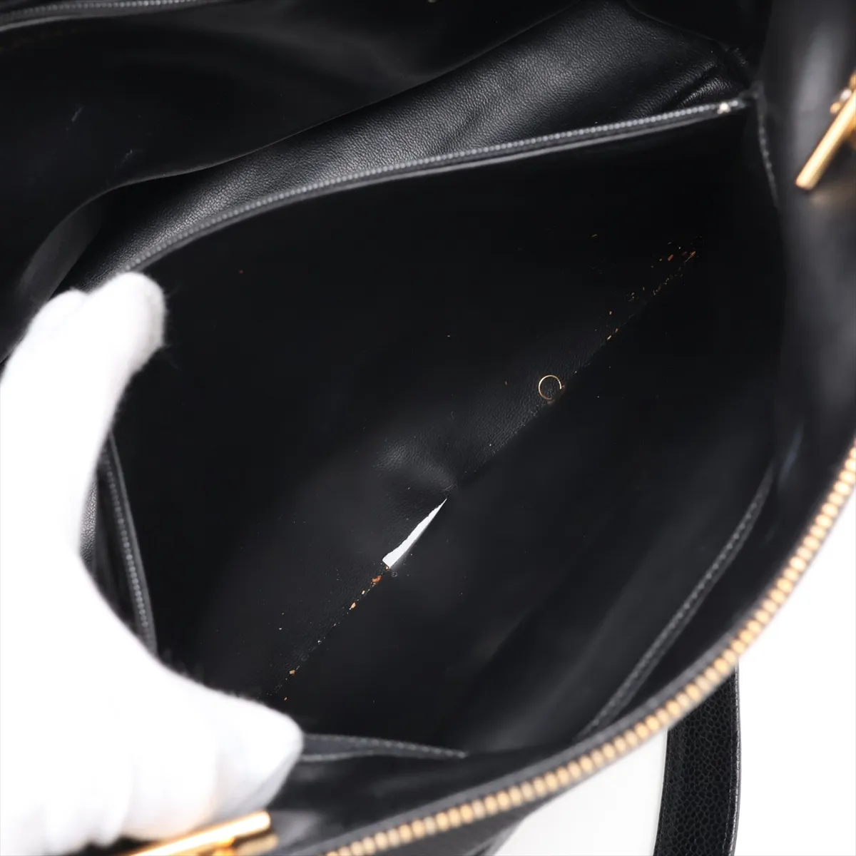Coco Mark Caviar Skin Chain Shoulder Bag, Black with Gold Hardware, 2595805, Series 2 — view 9
