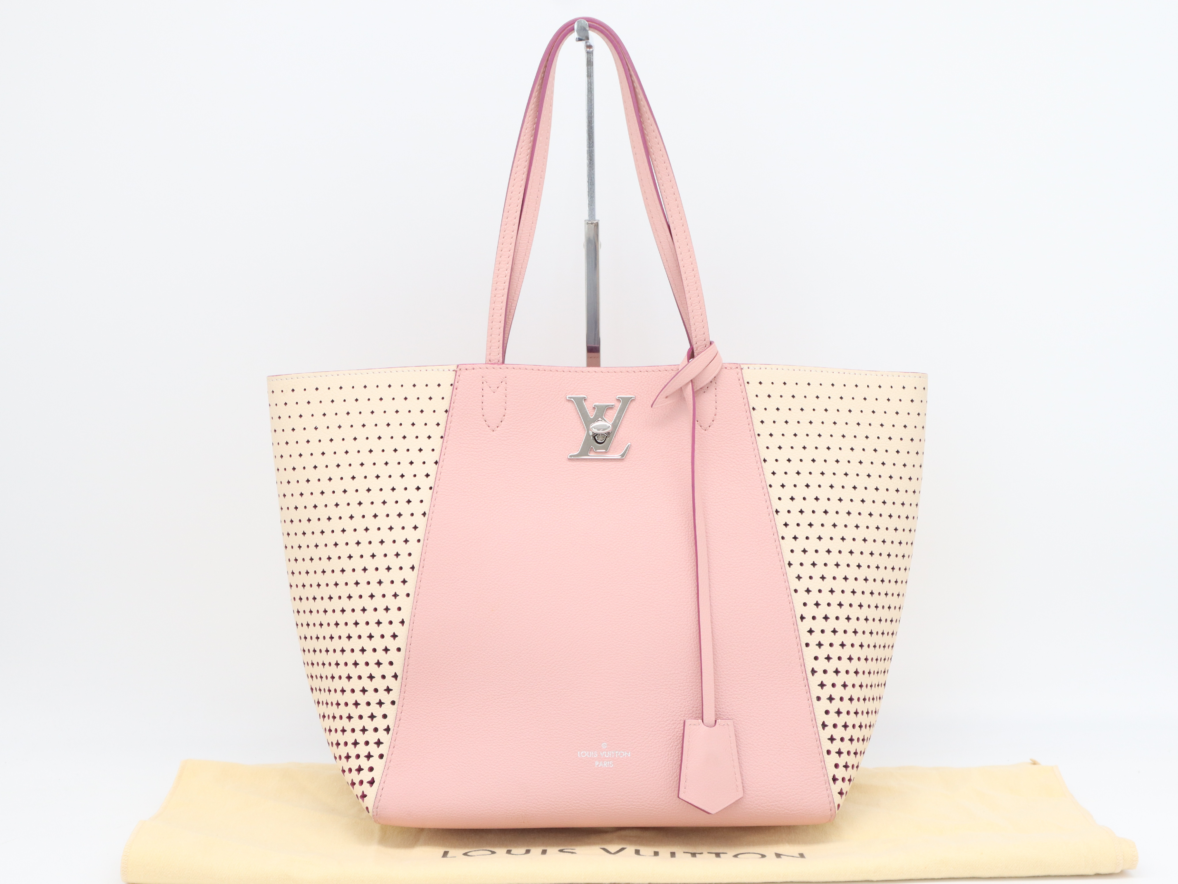 M54578 Calf Leather Lockme Cabas Tote Bag (RFID Verified) with Clochette and Dust Bag.