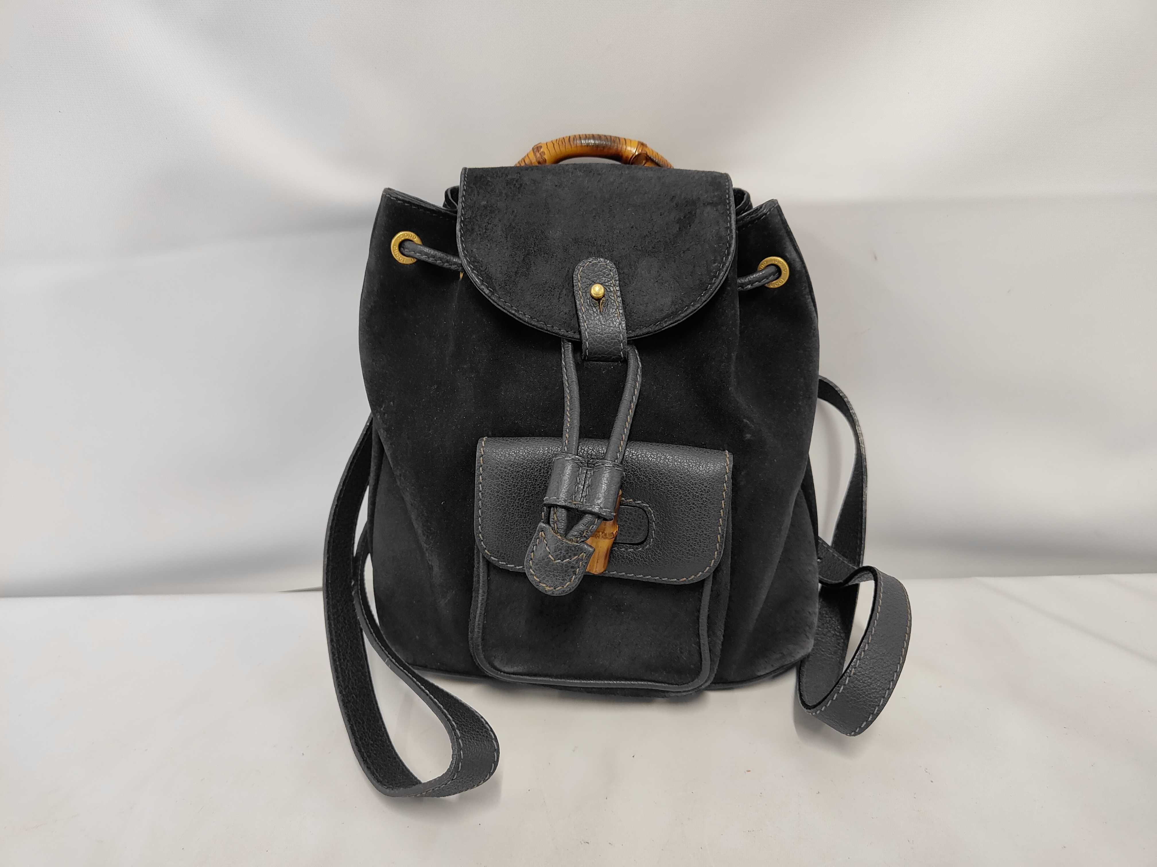 Suede Leather Bamboo Mini Backpack