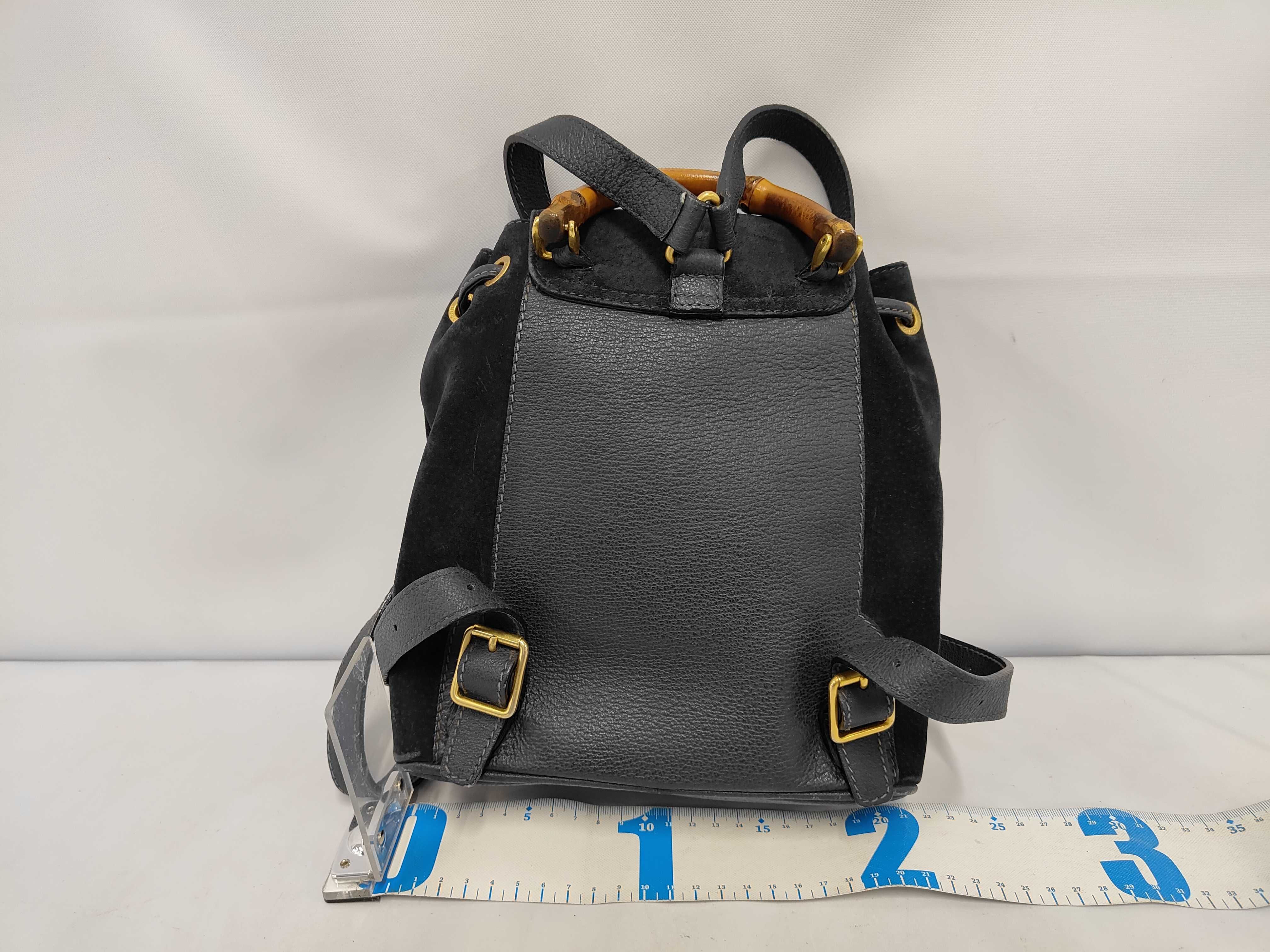 Suede Leather Bamboo Mini Backpack — view 2