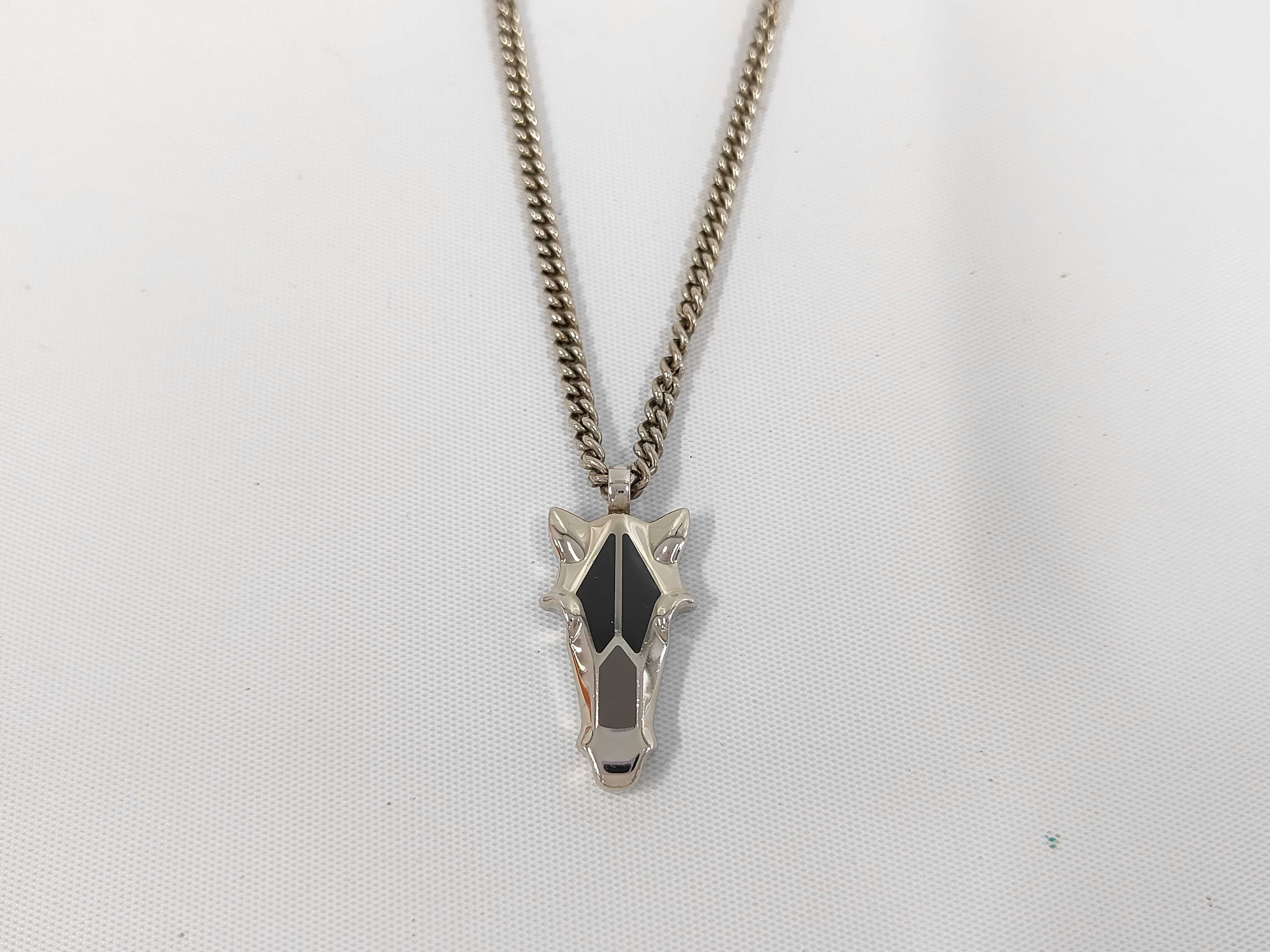 Destrières Necklace, Noir (black) x Silver Hardware, Hermes Necklace