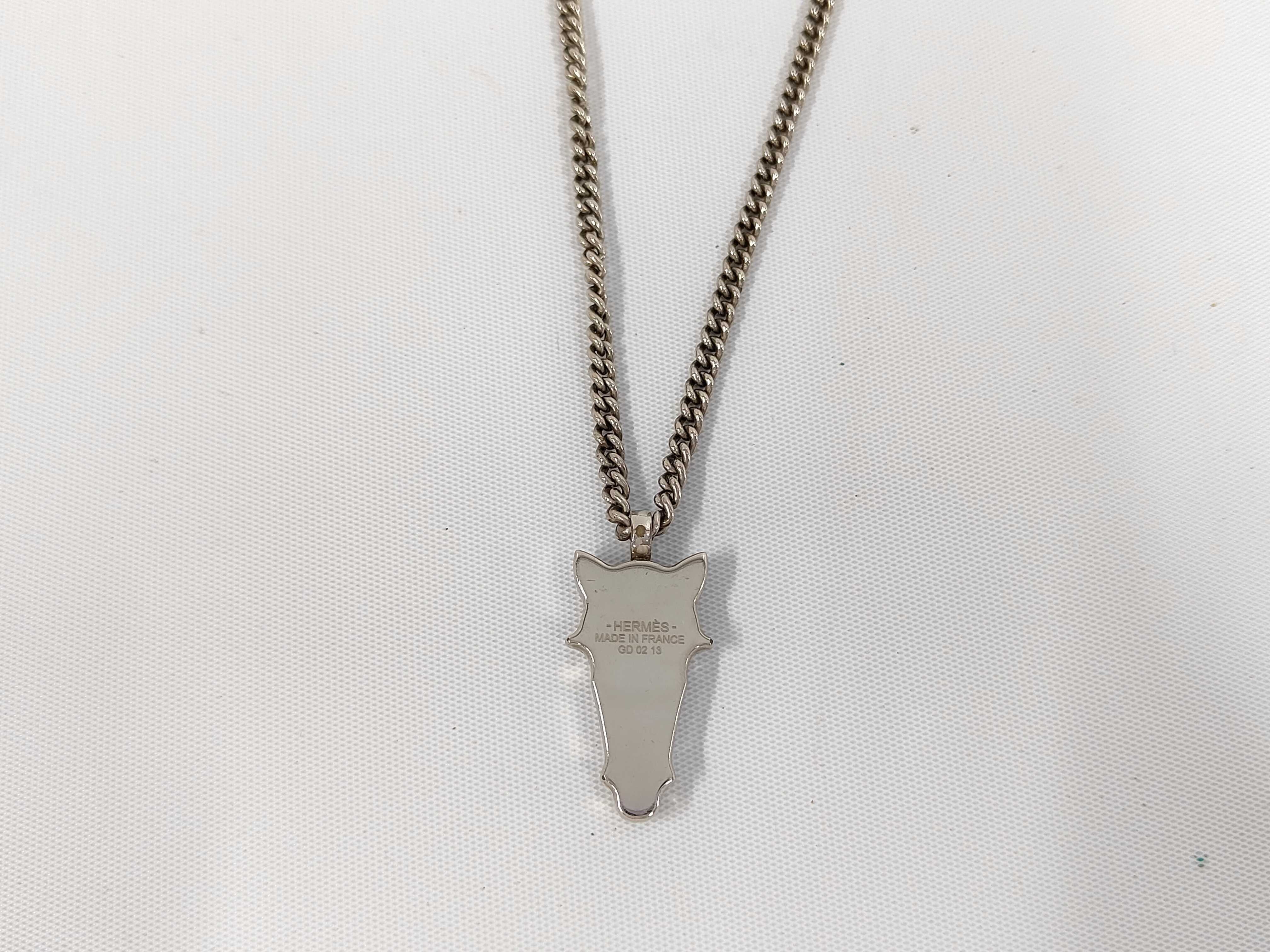 Destrières Necklace, Noir (black) x Silver Hardware, Hermes Necklace — view 2