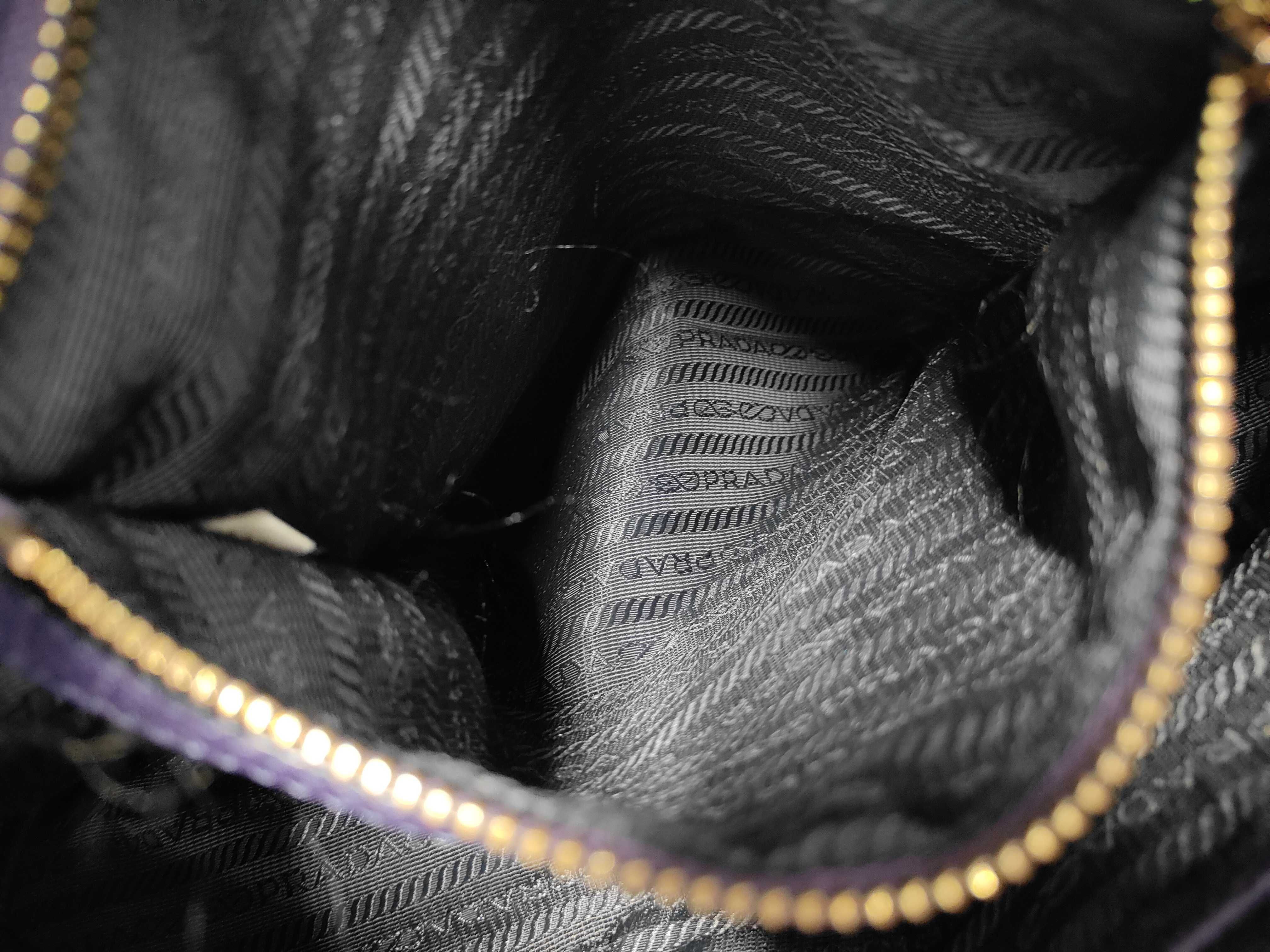Zip Vertical Top Handle Bag, Purple Vitello Daino Leather, Gold Hardware — view 13