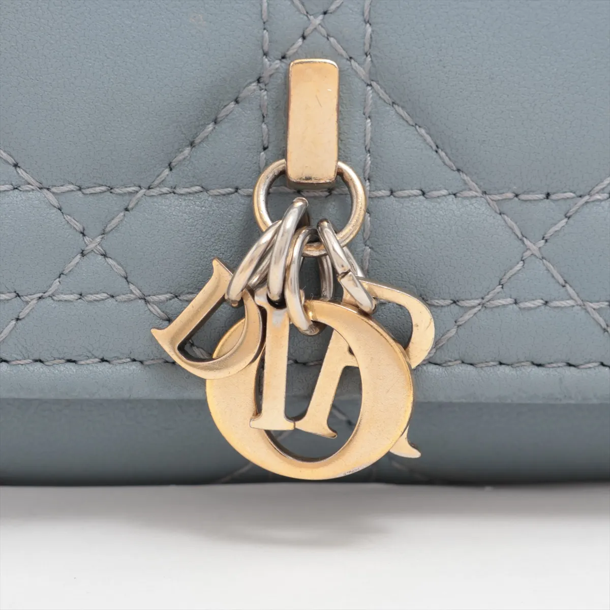 Lady Dior Cannage Leather Key Case Blue — view 7