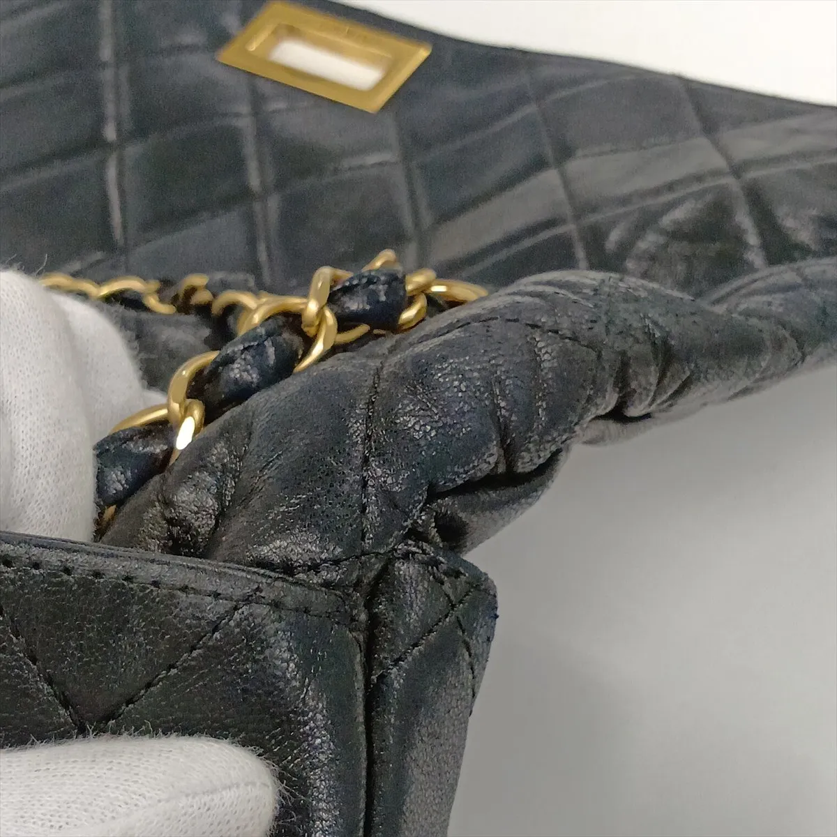 2.55 Lambskin Chain Shoulder Bag, Black with Gold Hardware, 6739668, Series 6 — view 14