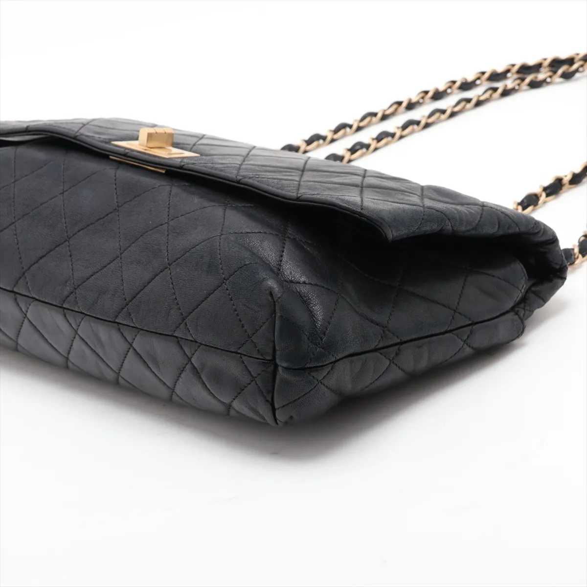 2.55 Lambskin Chain Shoulder Bag, Black with Gold Hardware, 6739668, Series 6 — view 3