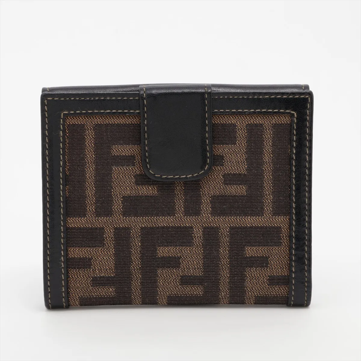 FF Zucca Canvas x Leather Compact Wallet Brown x Black 2251-12671-079 — view 2