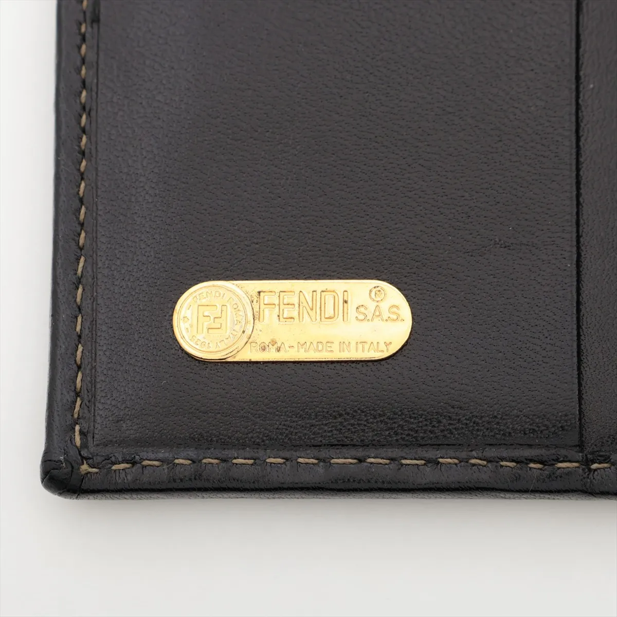 FF Zucca Canvas x Leather Compact Wallet Brown x Black 2251-12671-079 — view 8