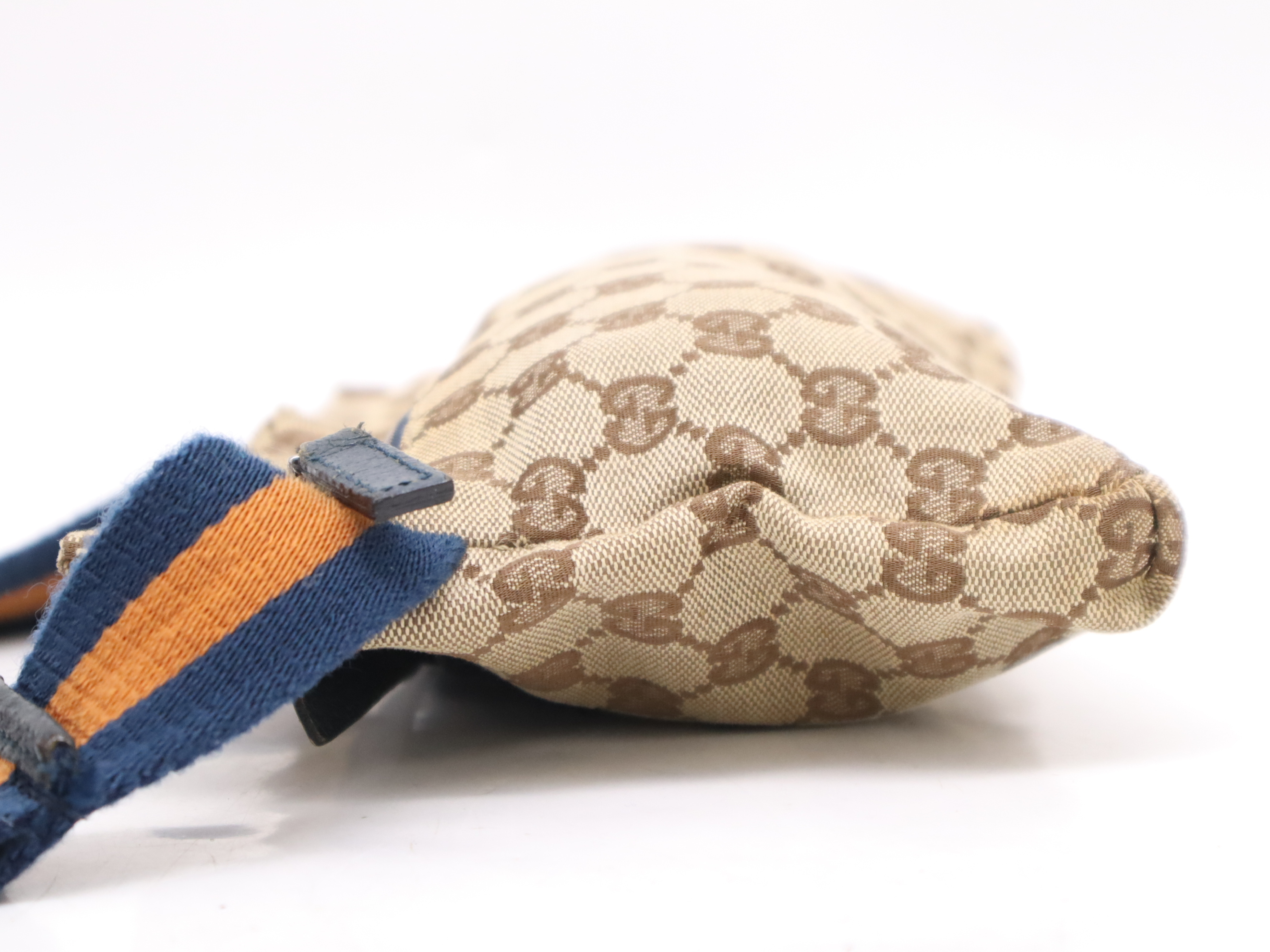 28566 Canvas x Leather GG Canvas Body Bag Beige Brown Blue Orange SV Hardware Waist Bag — view 3
