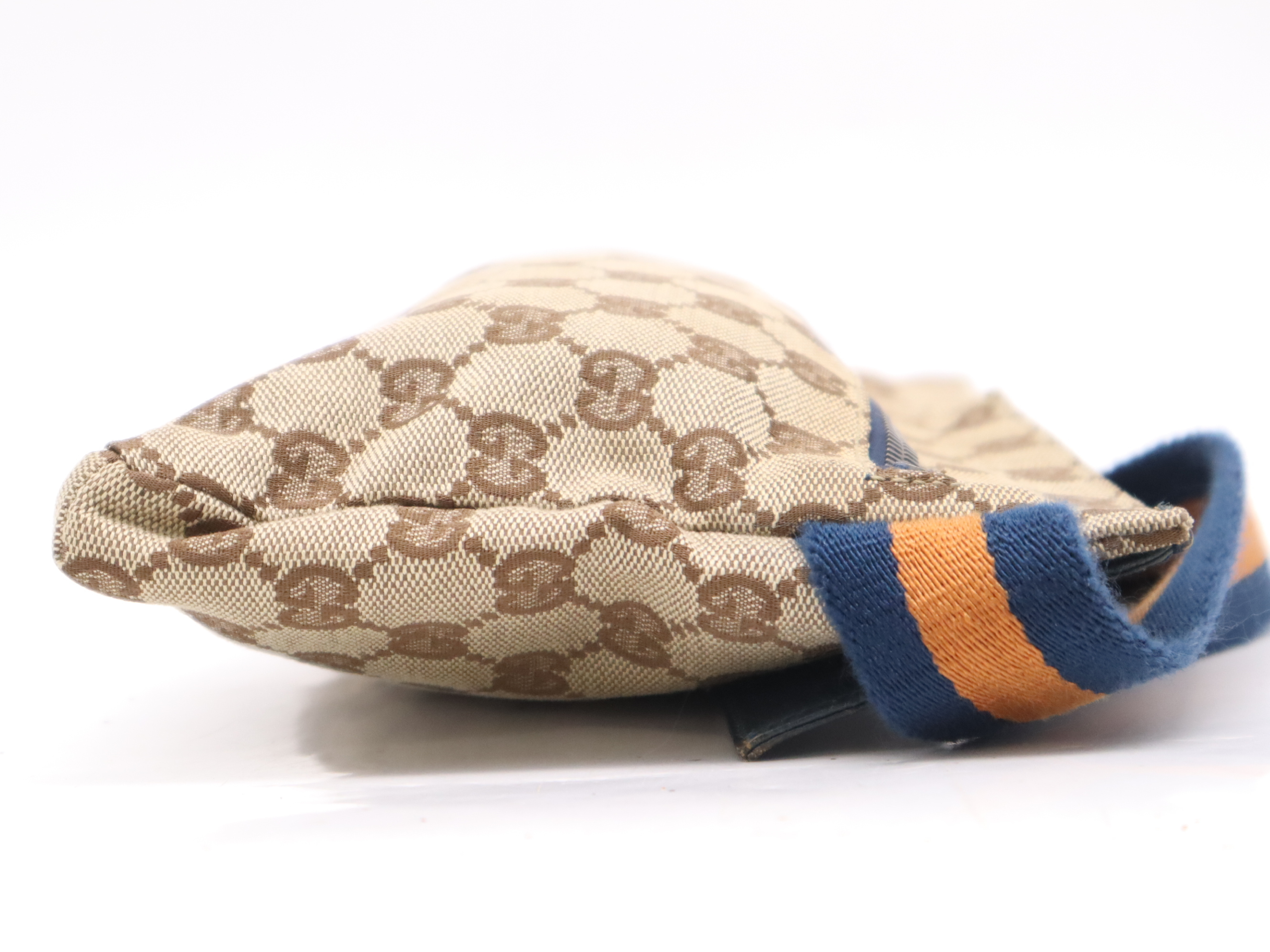 28566 Canvas x Leather GG Canvas Body Bag Beige Brown Blue Orange SV Hardware Waist Bag — view 5