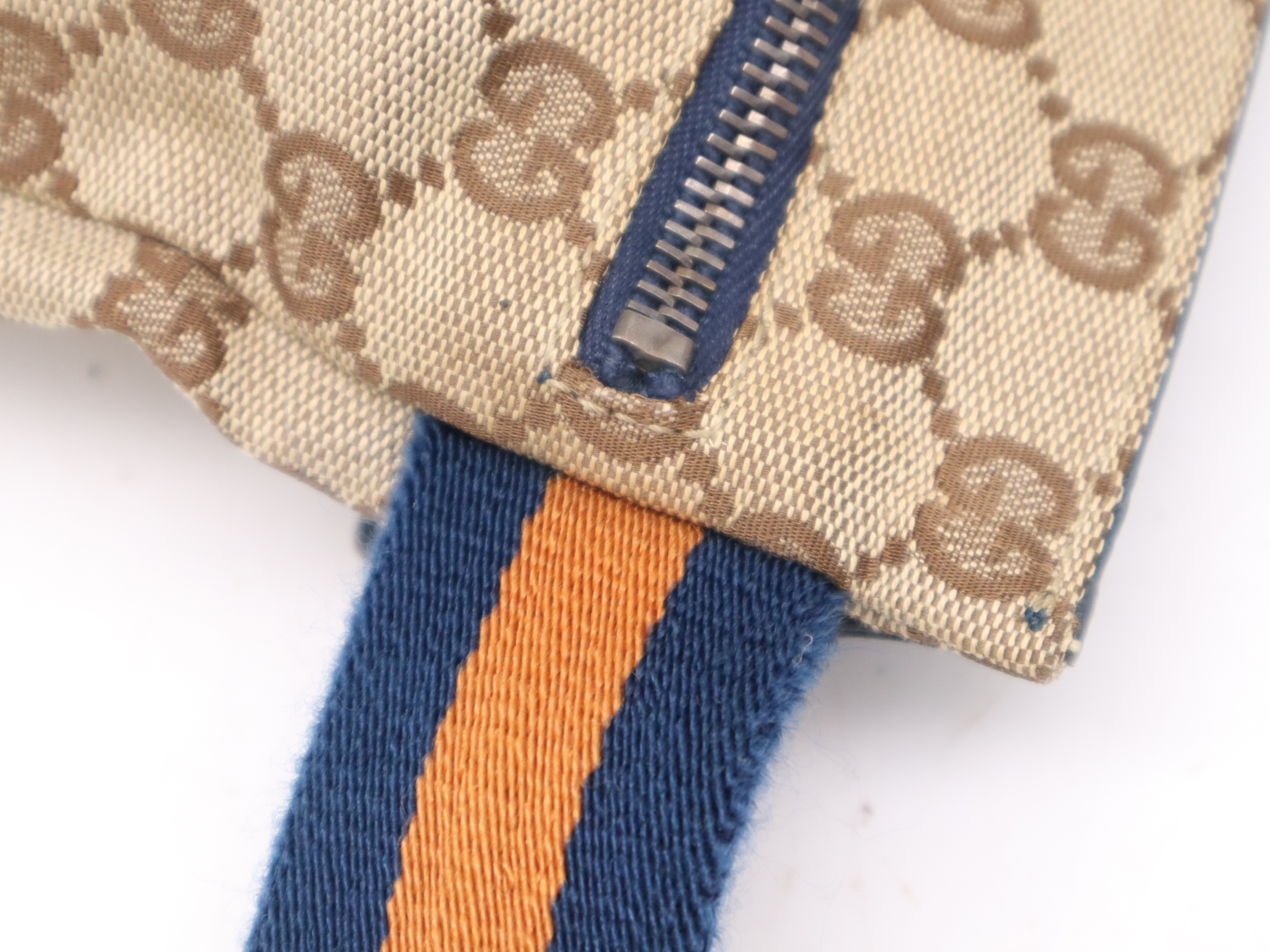 28566 Canvas x Leather GG Canvas Body Bag Beige Brown Blue Orange SV Hardware Waist Bag — view 7