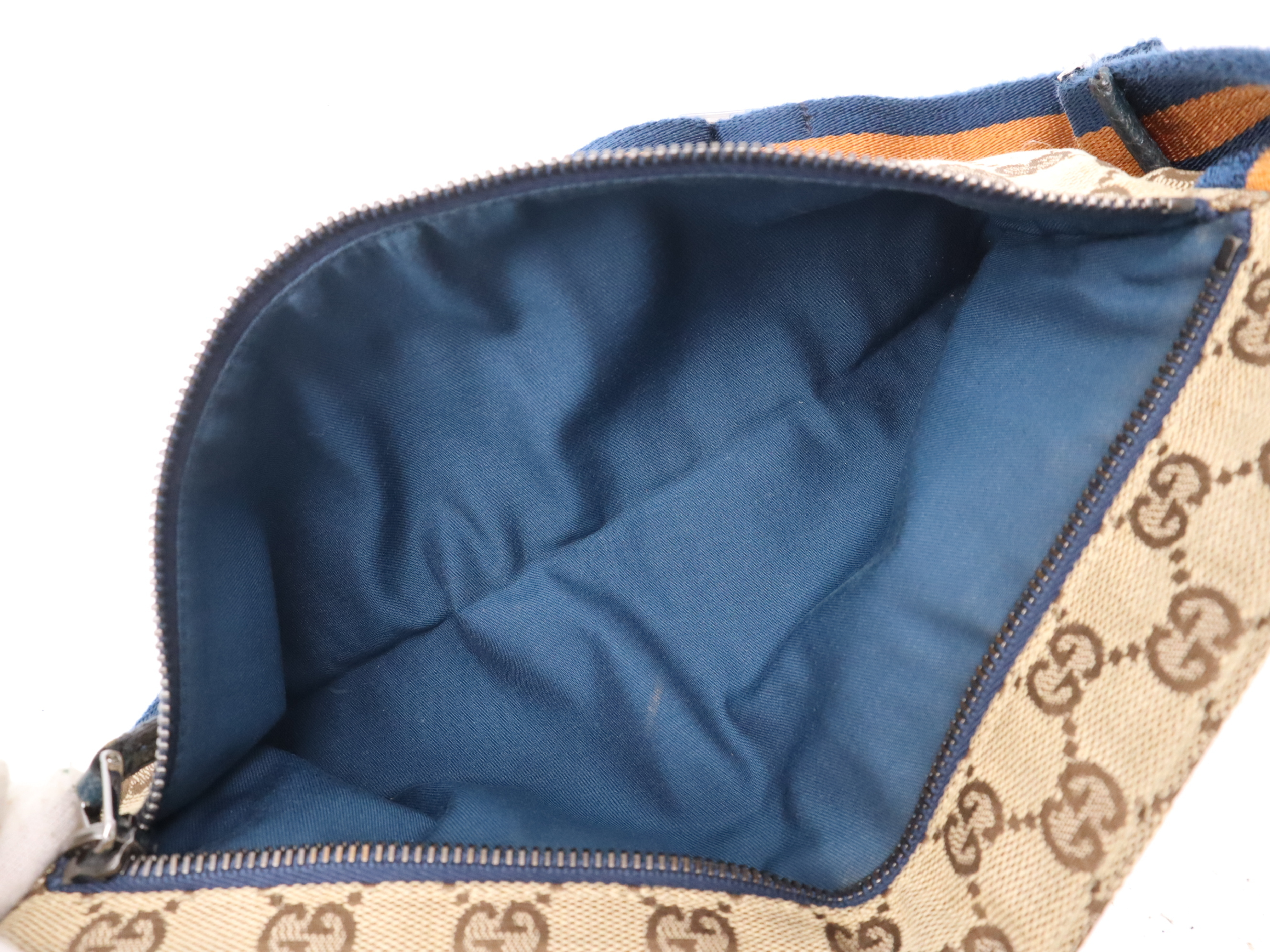 28566 Canvas x Leather GG Canvas Body Bag Beige Brown Blue Orange SV Hardware Waist Bag — view 10