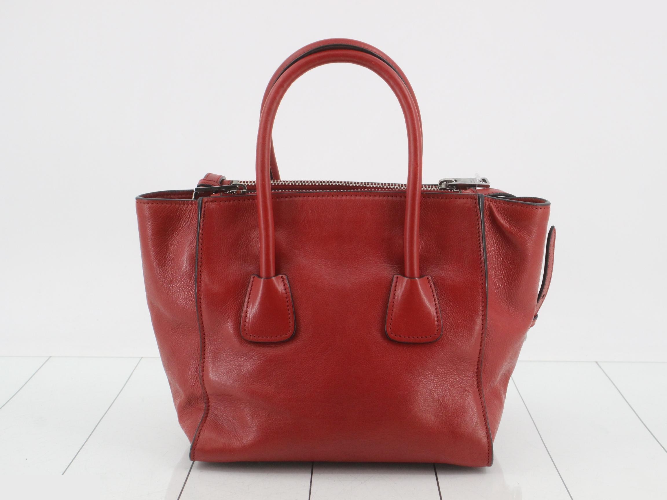 Leather 2-Way Handbag, Red, ST — view 2