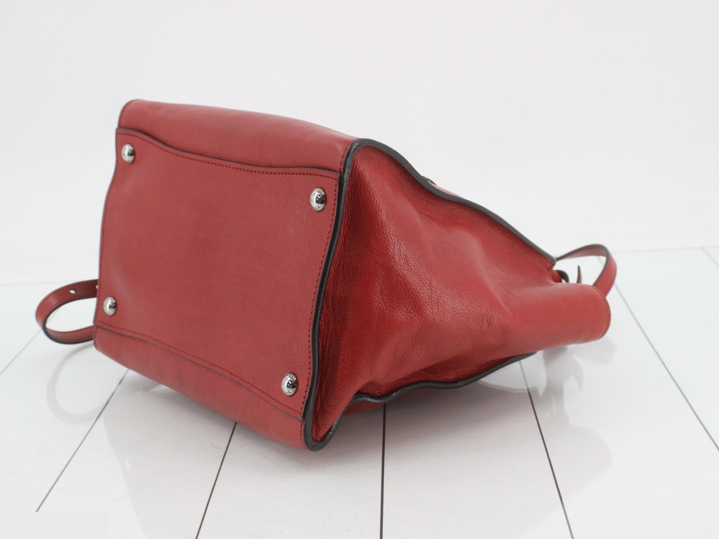 Leather 2-Way Handbag, Red, ST — view 6